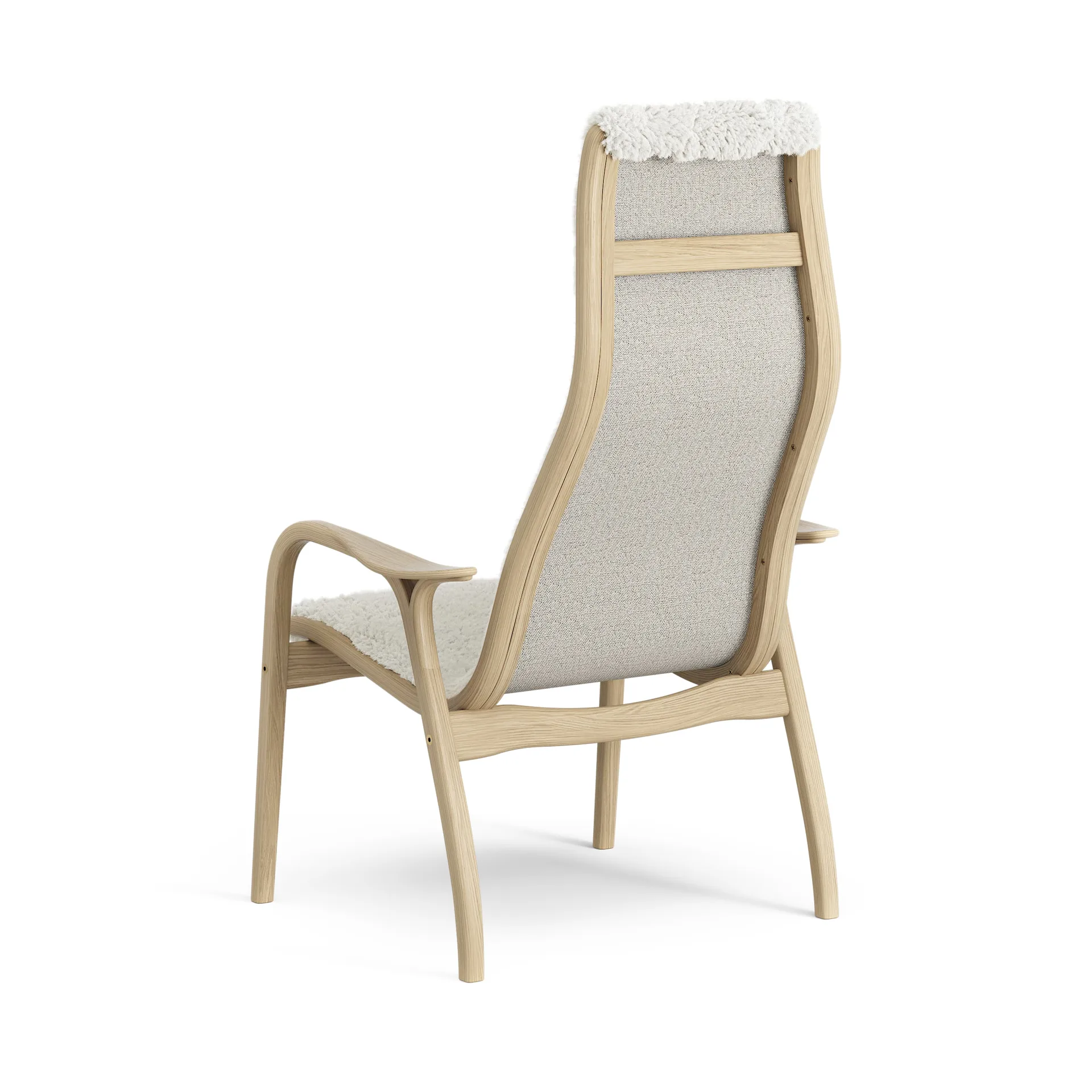 Lamini children's arm chair laquered oak/sheep skin, Off white (white) Swedese