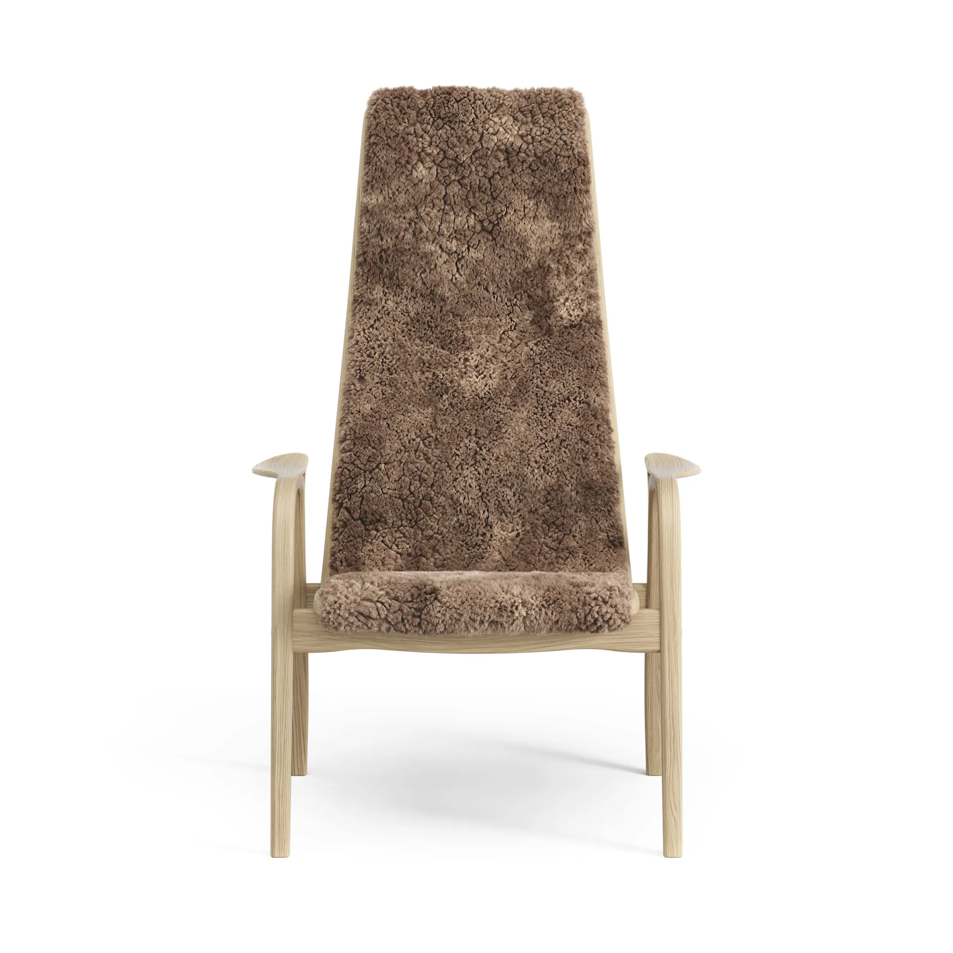 Lamini children's arm chair laquered oak/sheep skin, Sahara (nougat brown) Swedese