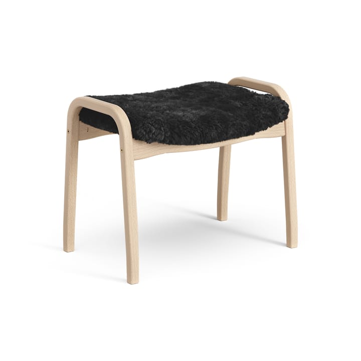 Lamini children's foot stool laquered beech/sheep skin - Black (black) - Swedese