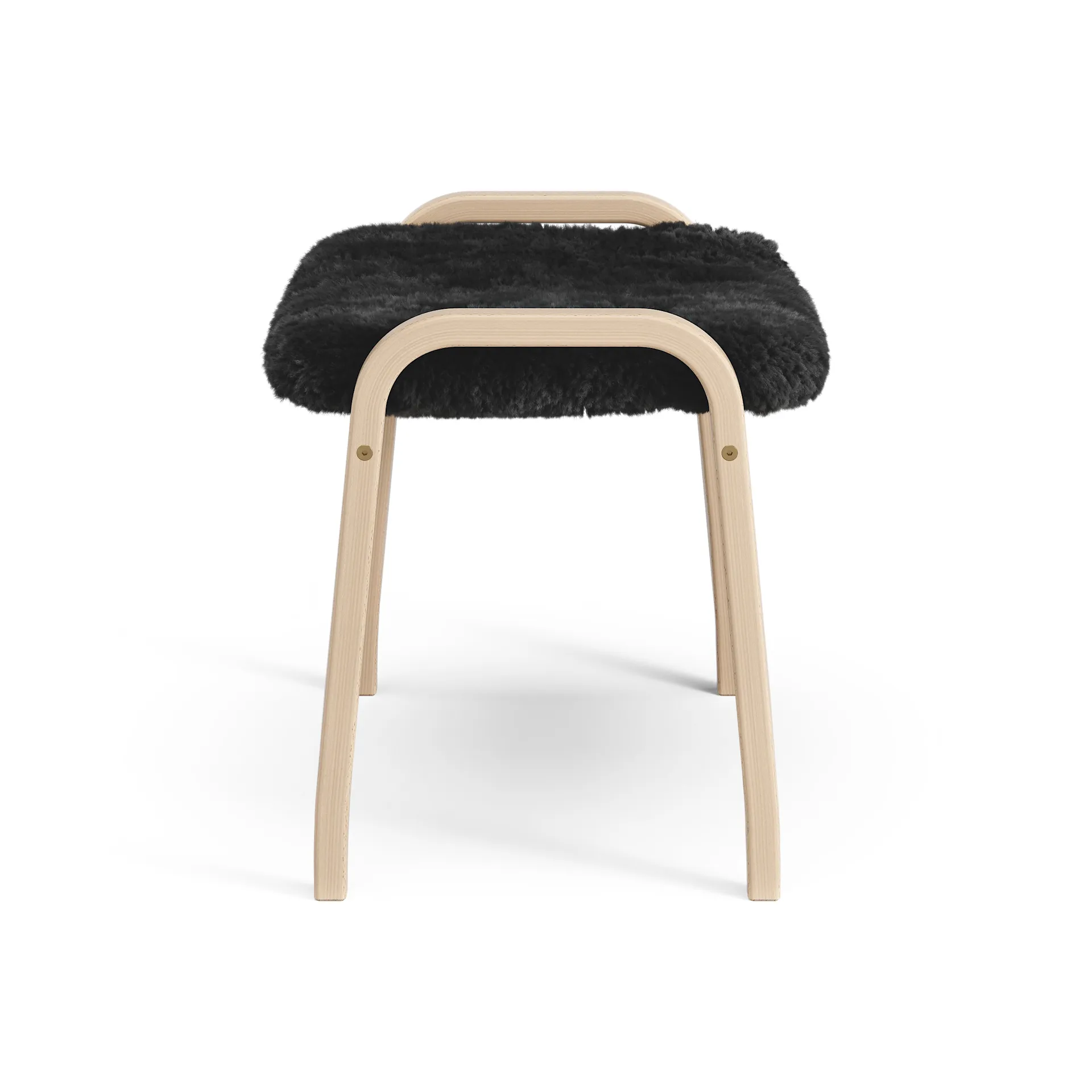 Lamini children's foot stool laquered beech/sheep skin, Black (black) Swedese