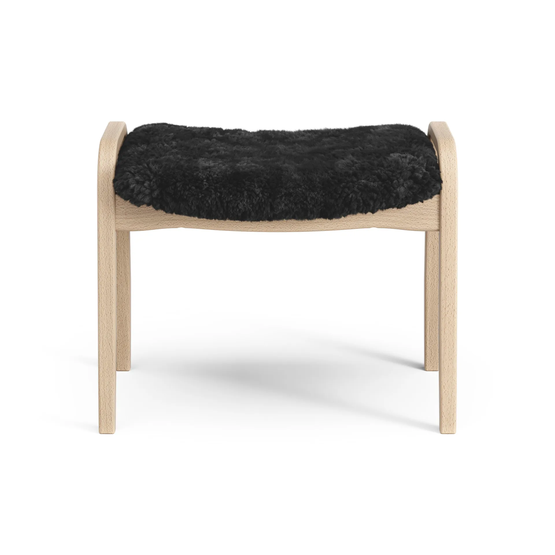 Lamini children's foot stool laquered beech/sheep skin, Black (black) Swedese