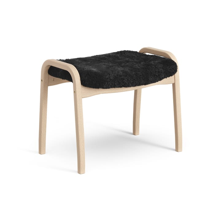 Lamini children's foot stool laquered beech/sheep skin - Black (black) - Swedese