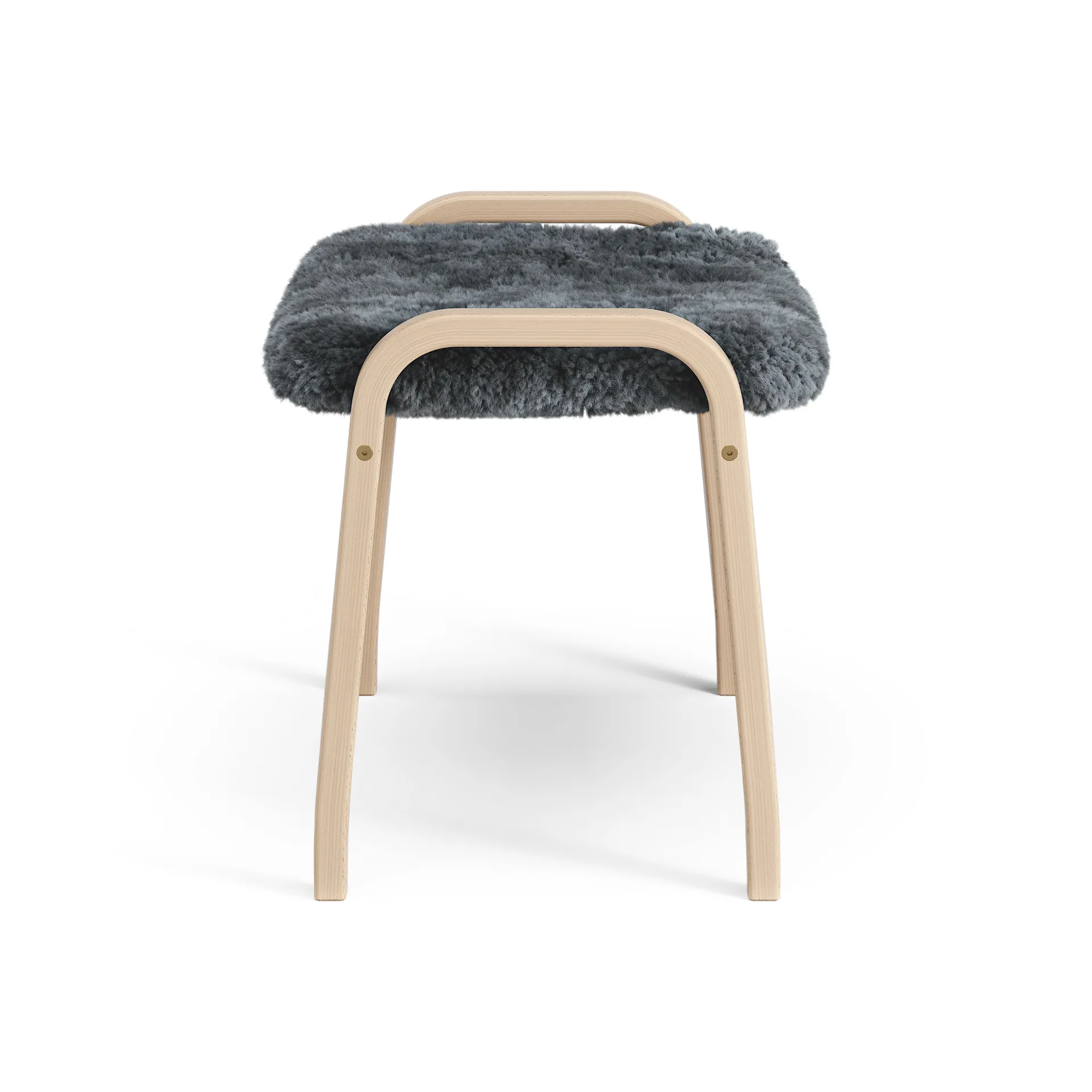 Lamini children's foot stool laquered beech/sheep skin, Charcoal (dark grey) Swedese