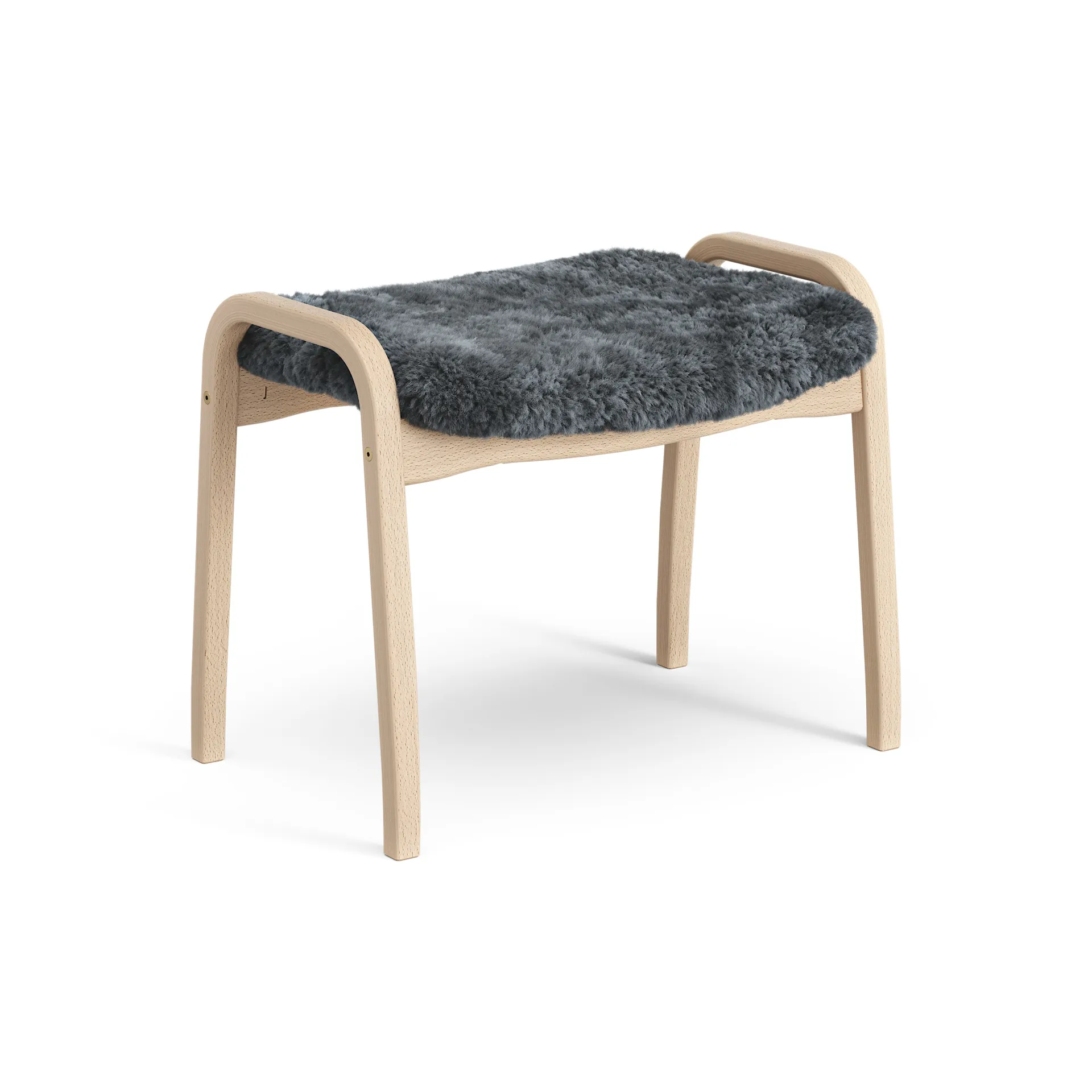 Lamini children's foot stool laquered beech/sheep skin, Charcoal (dark grey) Swedese