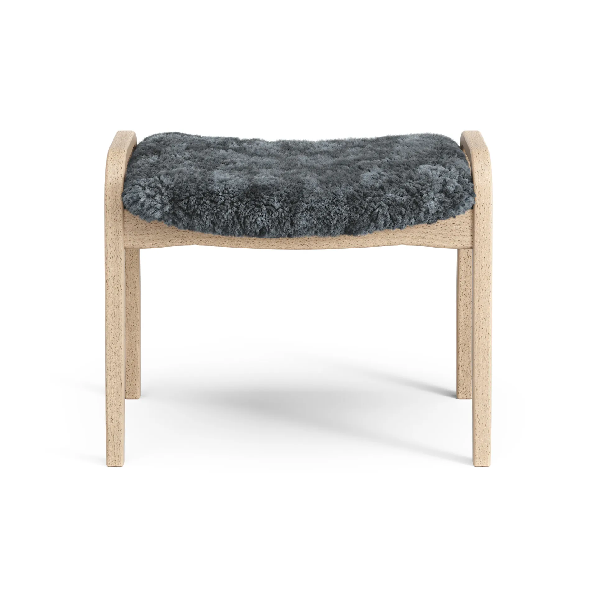 Lamini children's foot stool laquered beech/sheep skin, Charcoal (dark grey) Swedese
