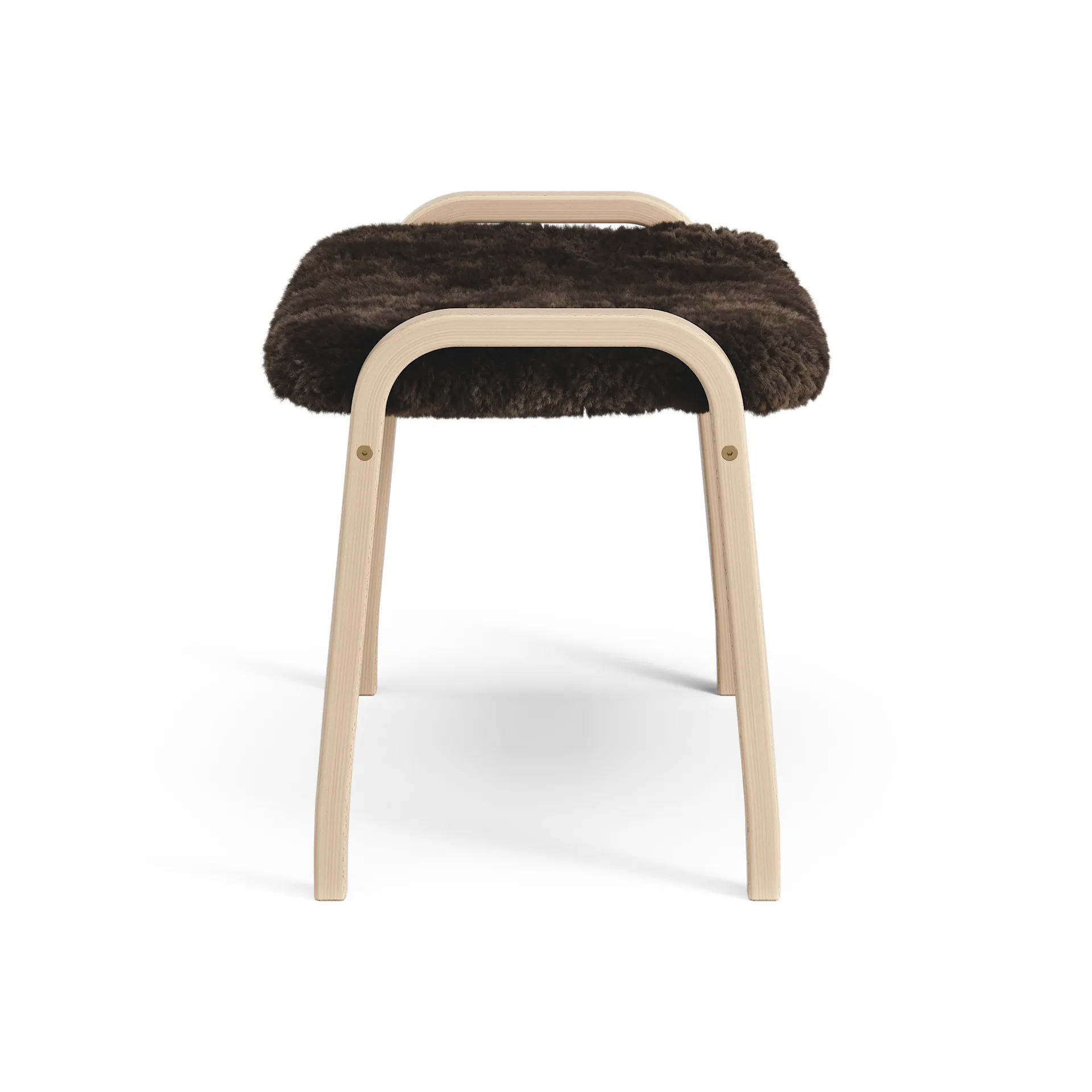 Lamini children's foot stool laquered beech/sheep skin, Espresso (brown) Swedese