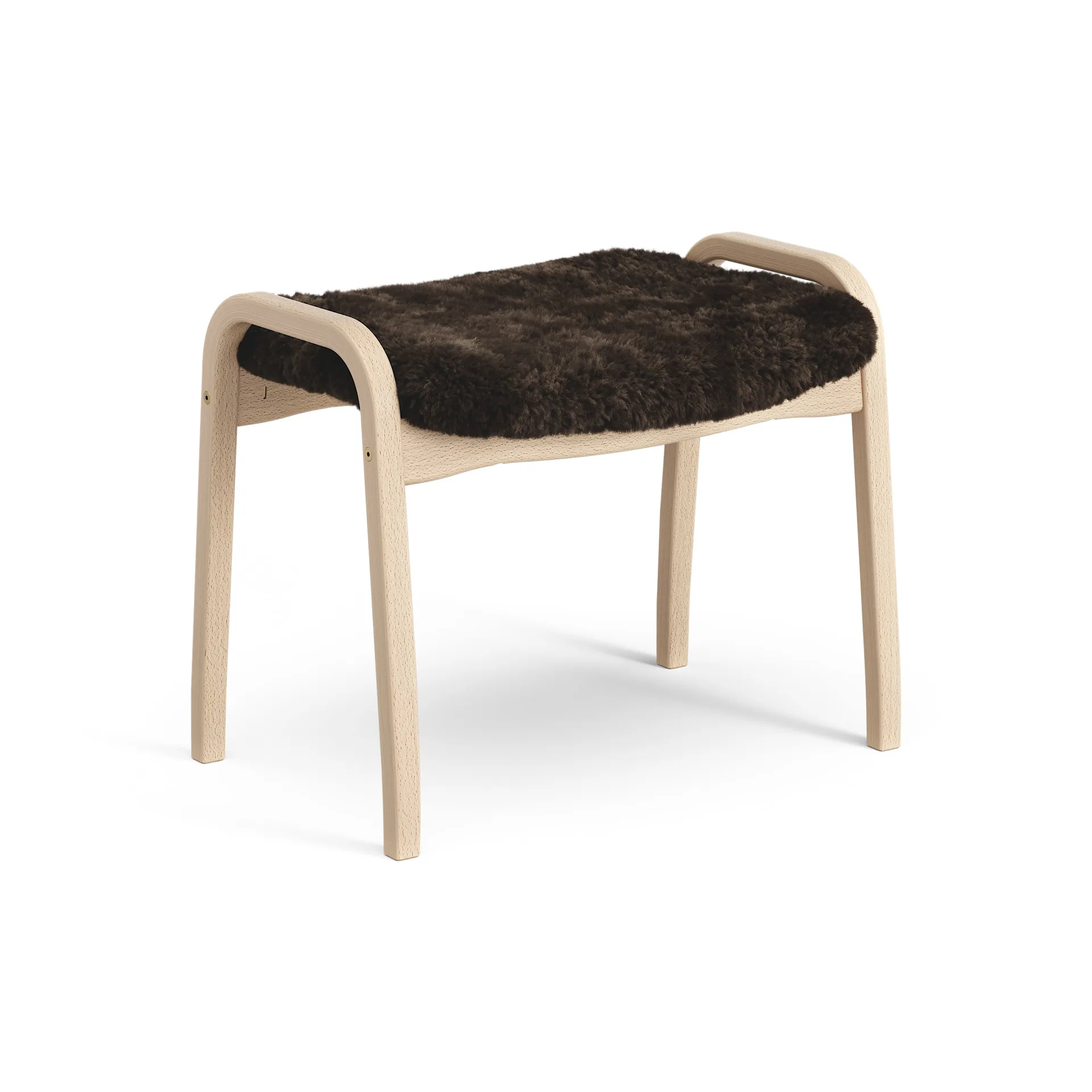 Lamini children's foot stool laquered beech/sheep skin, Espresso (brown) Swedese