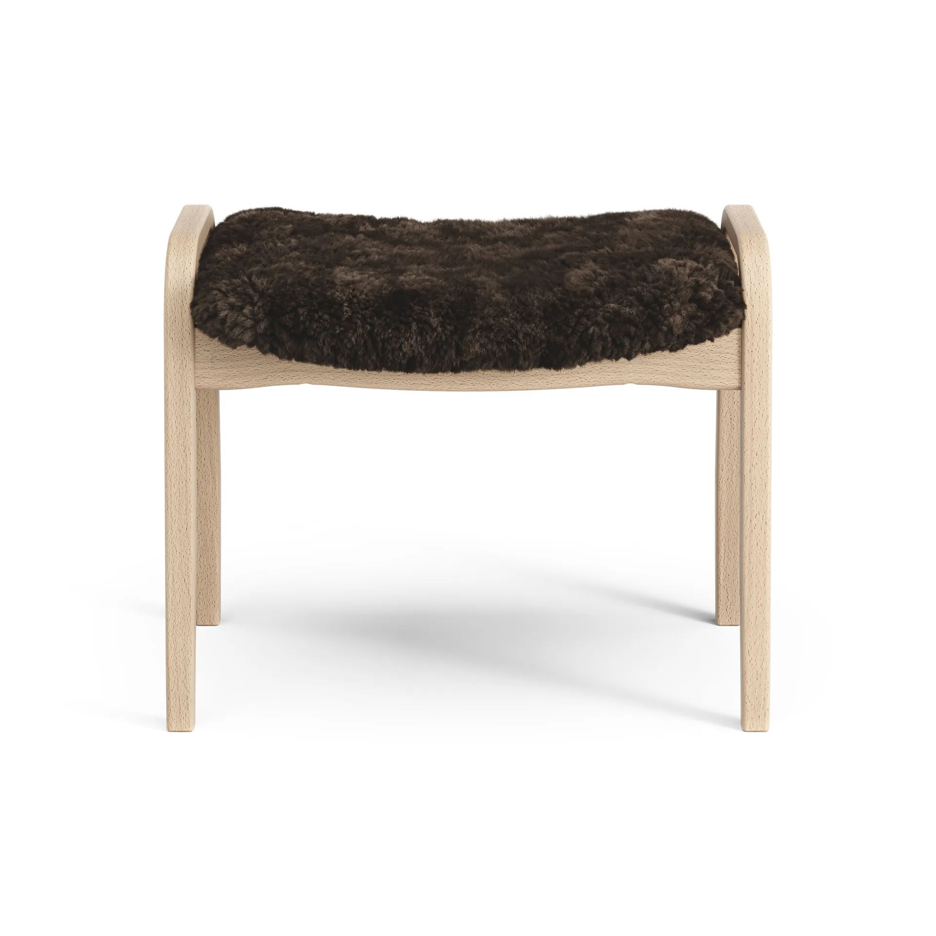 Lamini children's foot stool laquered beech/sheep skin, Espresso (brown) Swedese