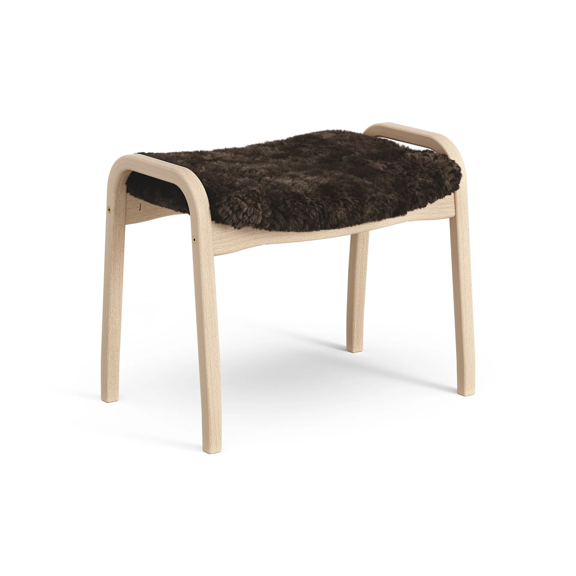 Lamini children's foot stool laquered beech/sheep skin, Espresso (brown) Swedese