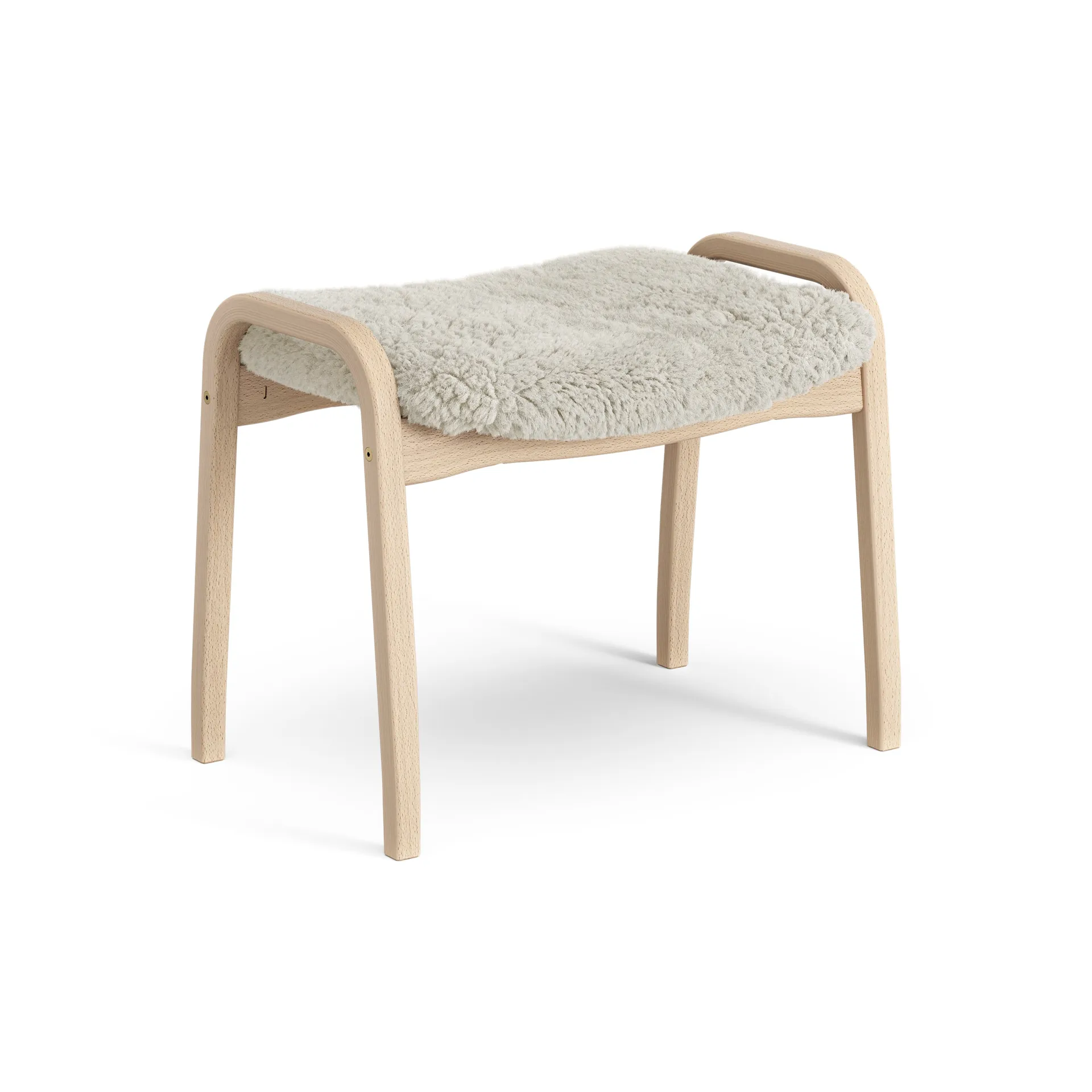 Lamini children's foot stool laquered beech/sheep skin, Moonlight (beige) Swedese