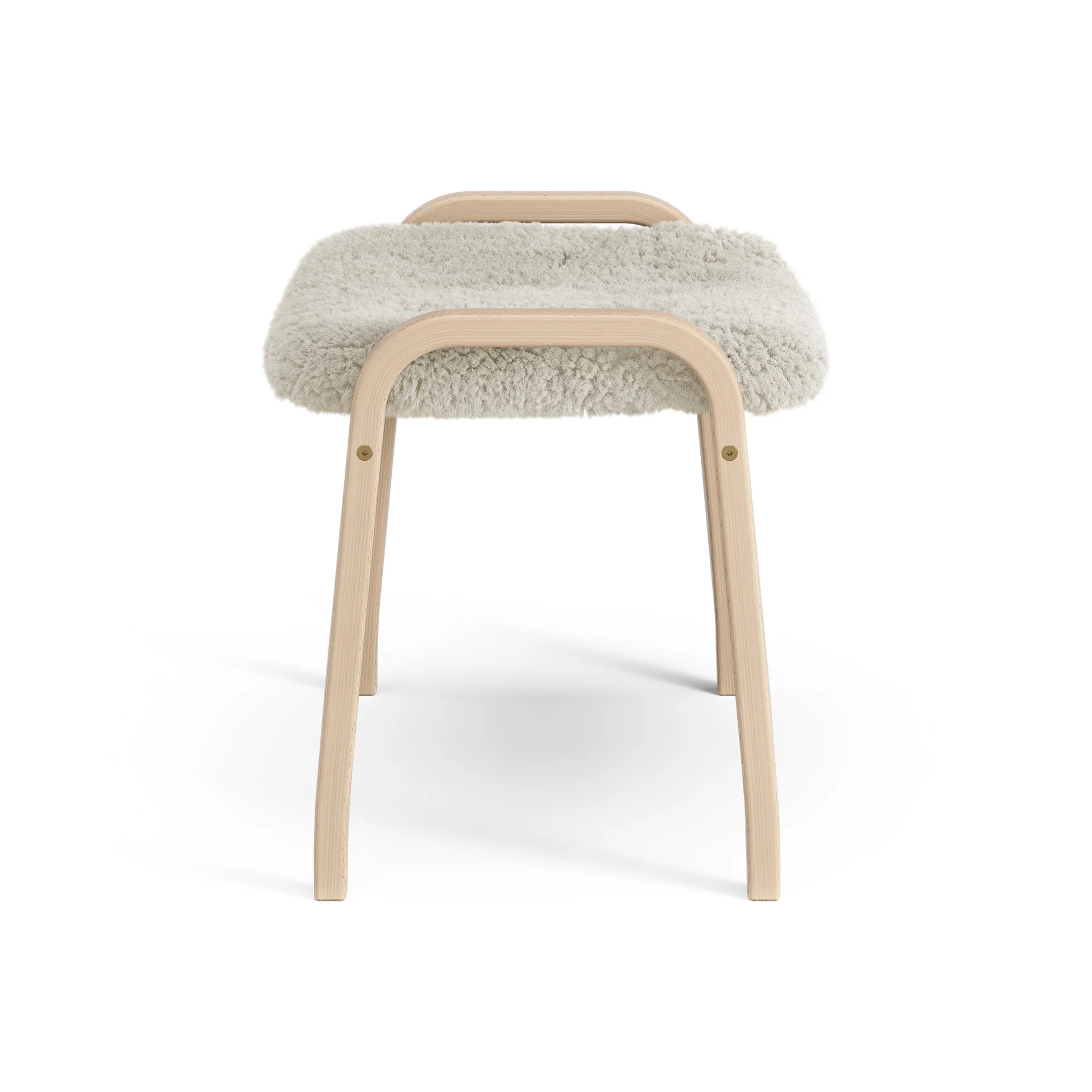 Lamini children's foot stool laquered beech/sheep skin, Moonlight (beige) Swedese