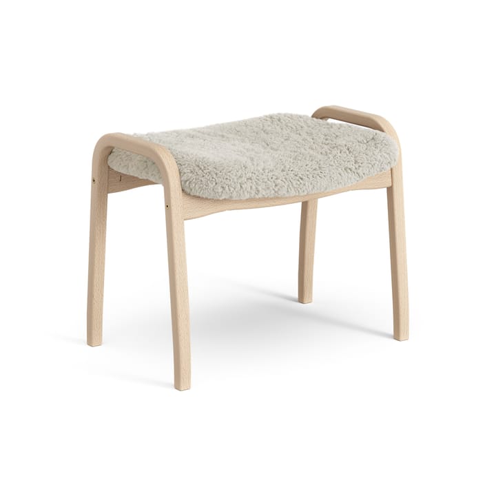 Lamini children's foot stool laquered beech/sheep skin, Moonlight (beige) Swedese