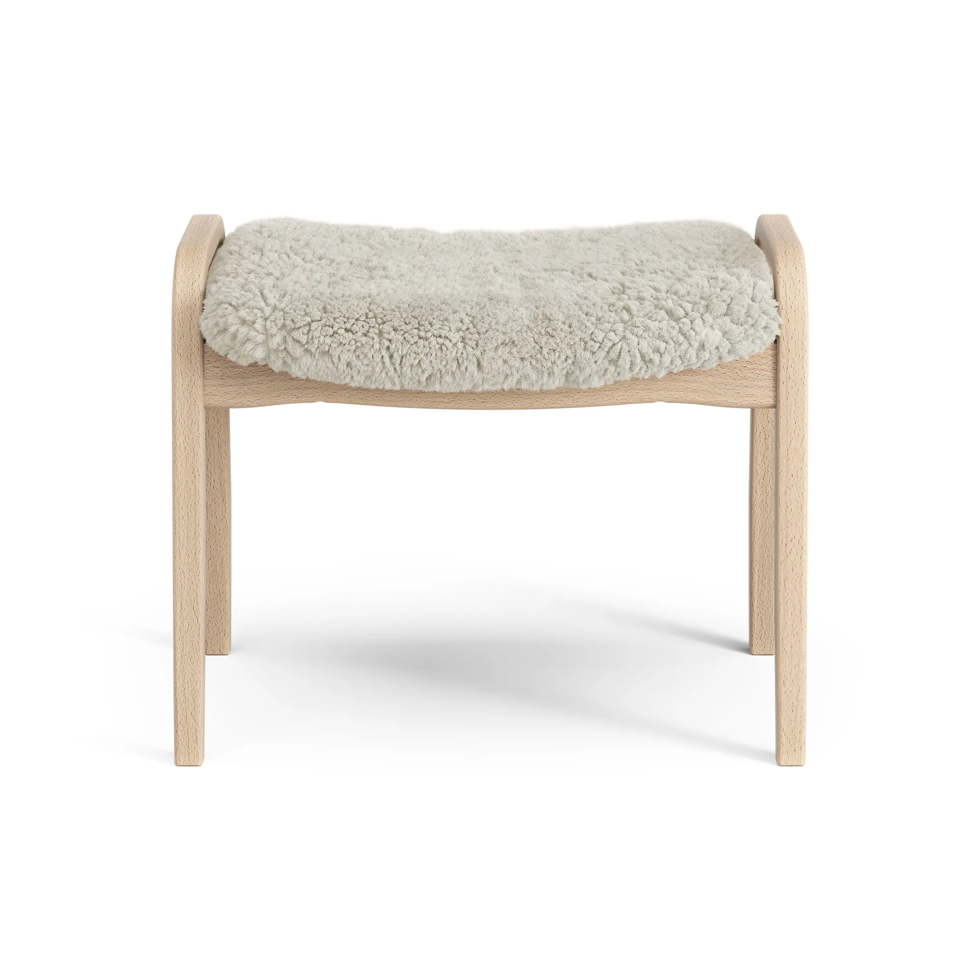 Lamini children's foot stool laquered beech/sheep skin, Moonlight (beige) Swedese