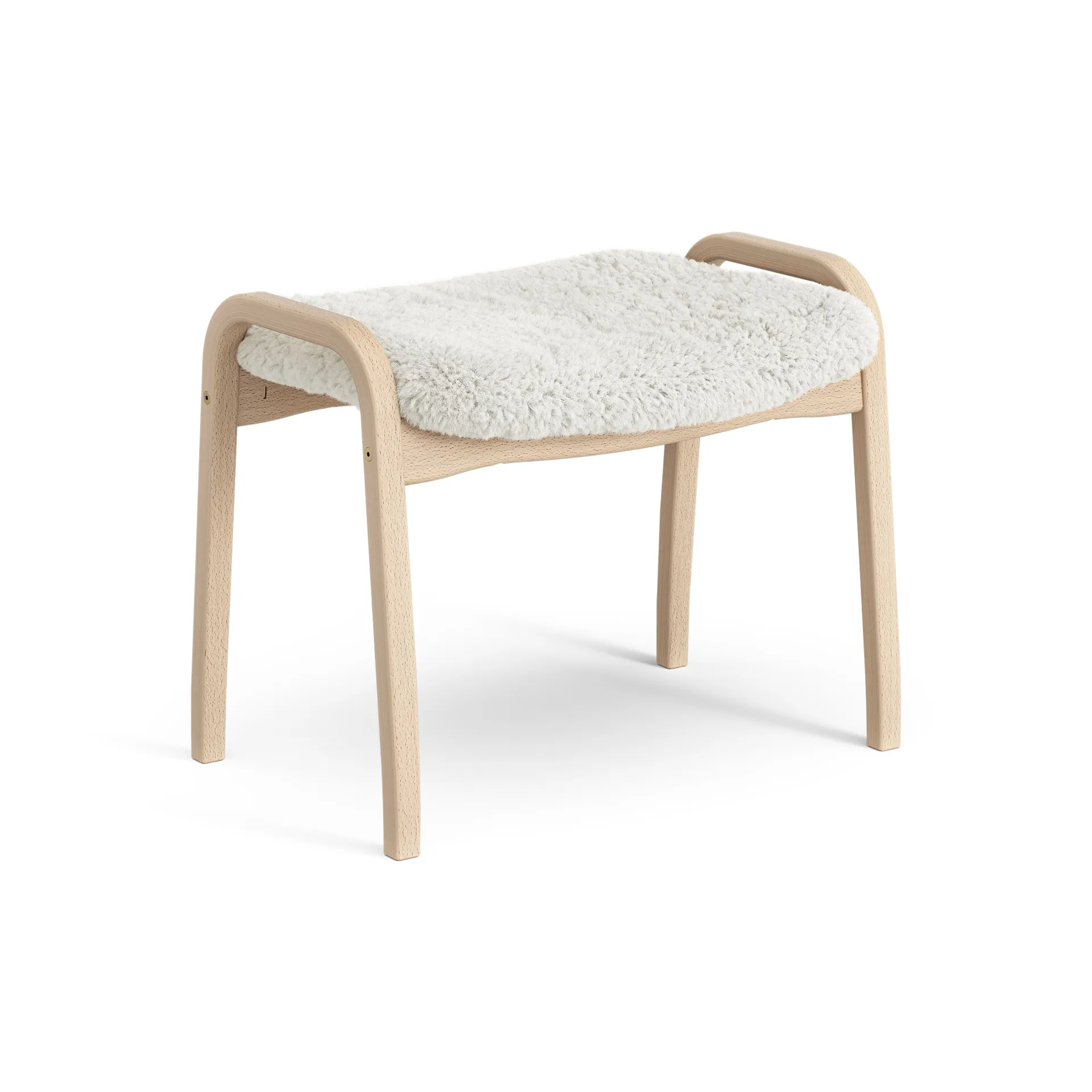 Lamini children's foot stool laquered beech/sheep skin, Off white (white) Swedese