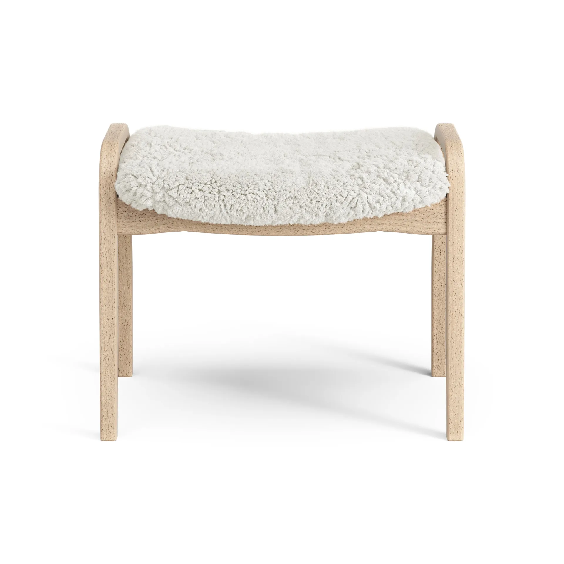 Lamini children's foot stool laquered beech/sheep skin, Off white (white) Swedese