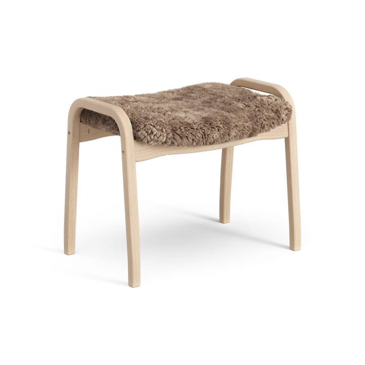 Lamini children's foot stool laquered beech/sheep skin - Sahara (nougat brown) - Swedese