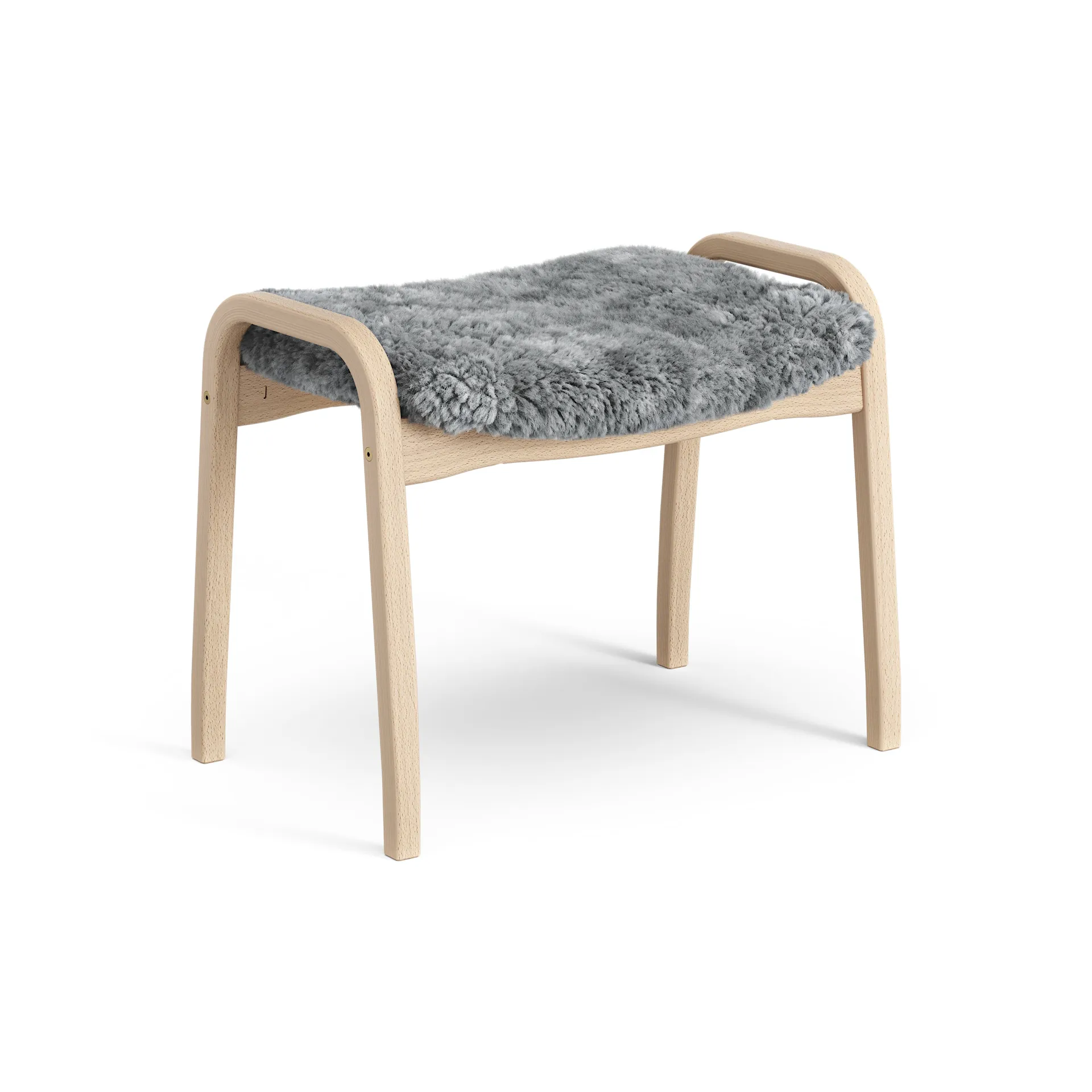 Lamini children's foot stool laquered beech/sheep skin, Scandinavian Grey (grey) Swedese