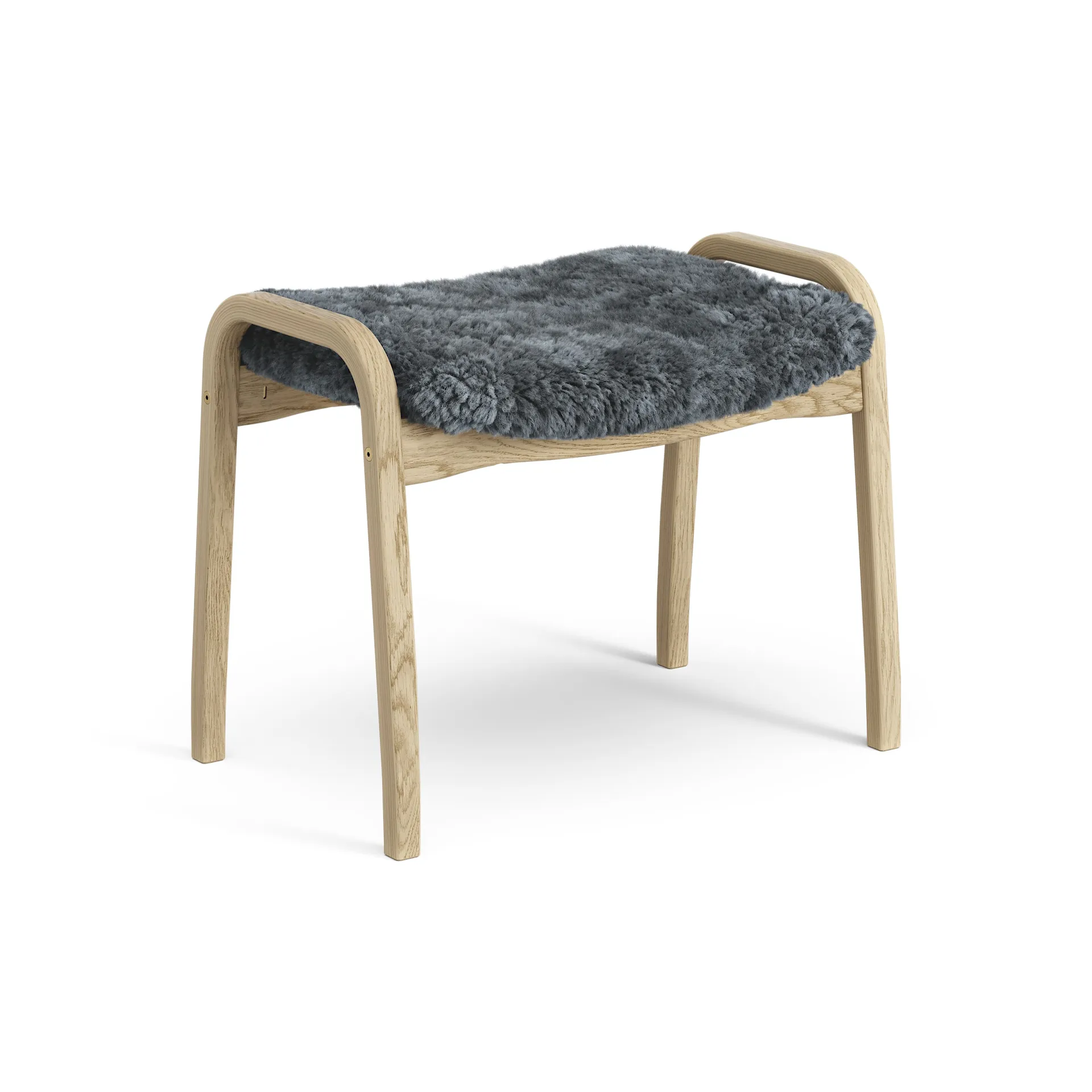 Lamini children's foot stool laquered oak/sheep skin, Charcoal (dark grey) Swedese