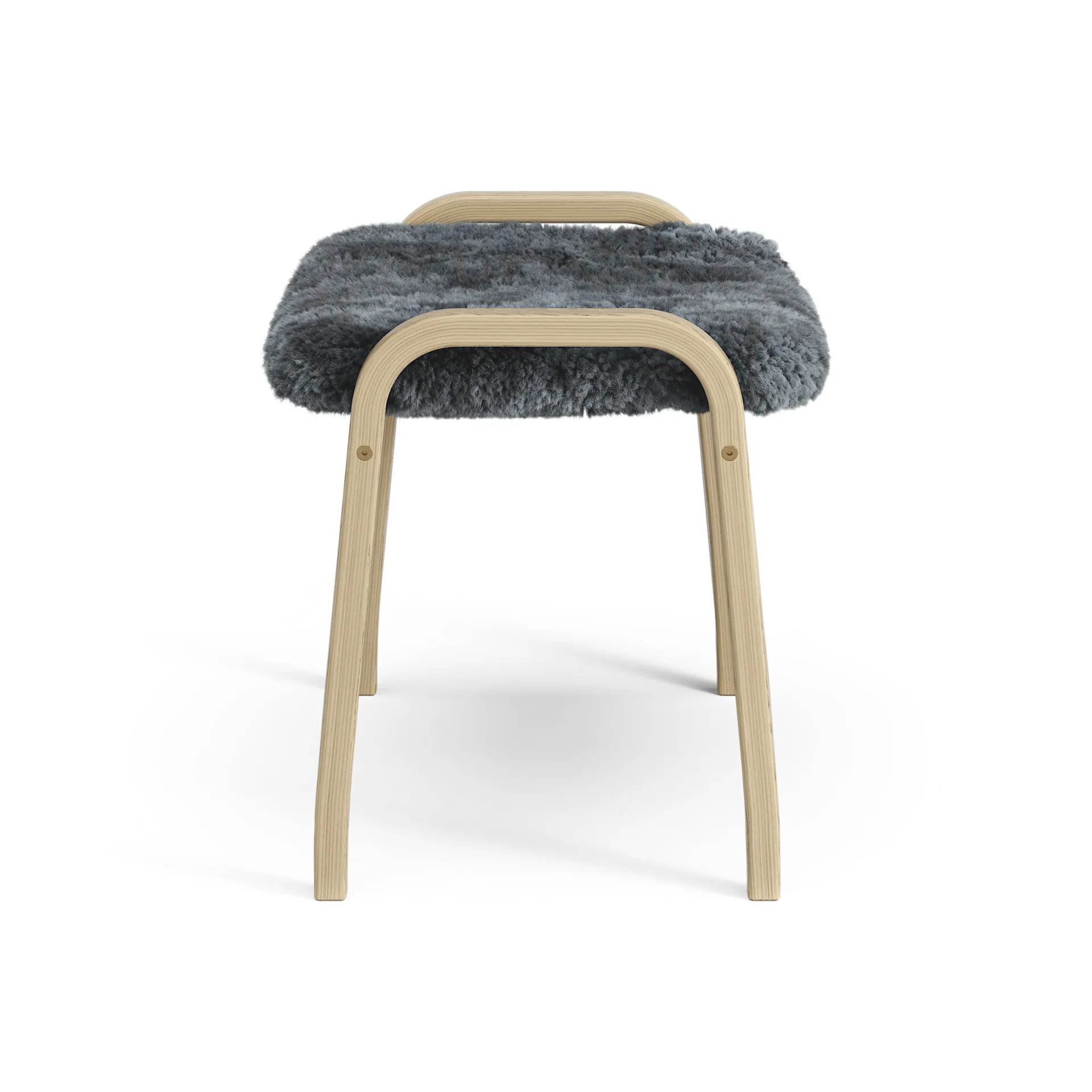 Lamini children's foot stool laquered oak/sheep skin, Charcoal (dark grey) Swedese
