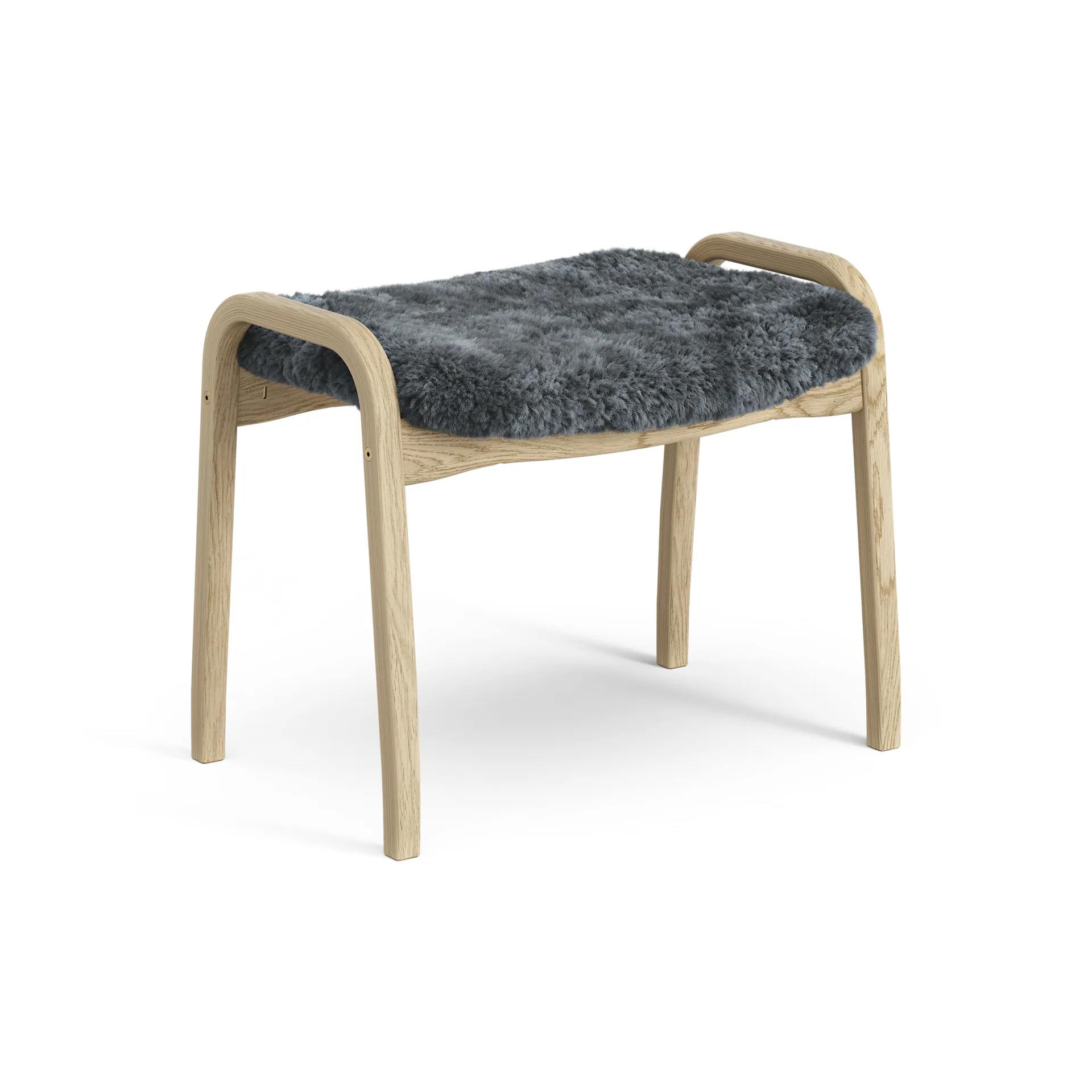 Lamini children's foot stool laquered oak/sheep skin, Charcoal (dark grey) Swedese