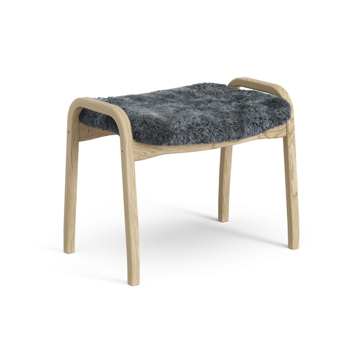 Lamini children's foot stool laquered oak/sheep skin, Charcoal (dark grey) Swedese