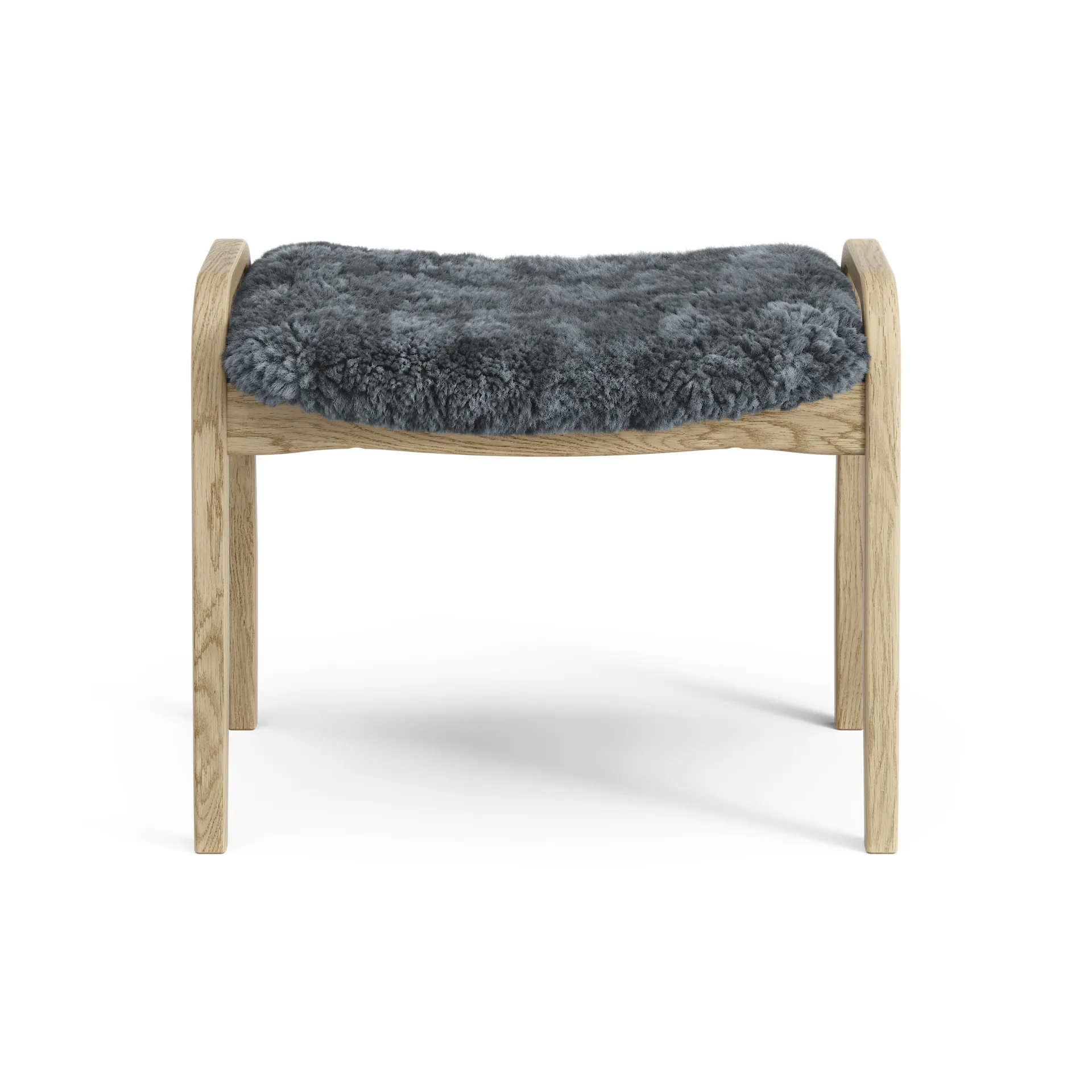 Lamini children's foot stool laquered oak/sheep skin, Charcoal (dark grey) Swedese