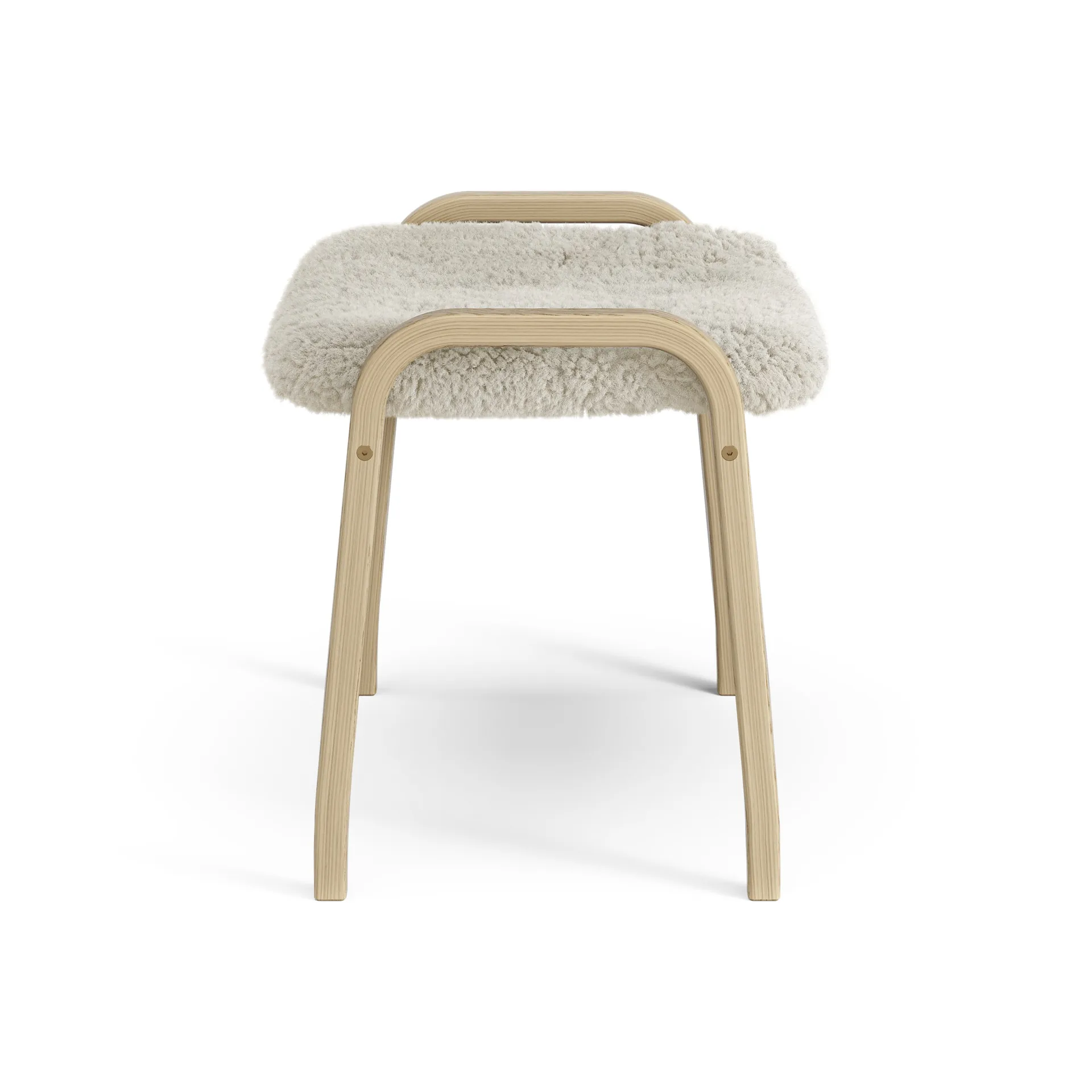 Lamini children's foot stool laquered oak/sheep skin, Moonlight (beige) Swedese