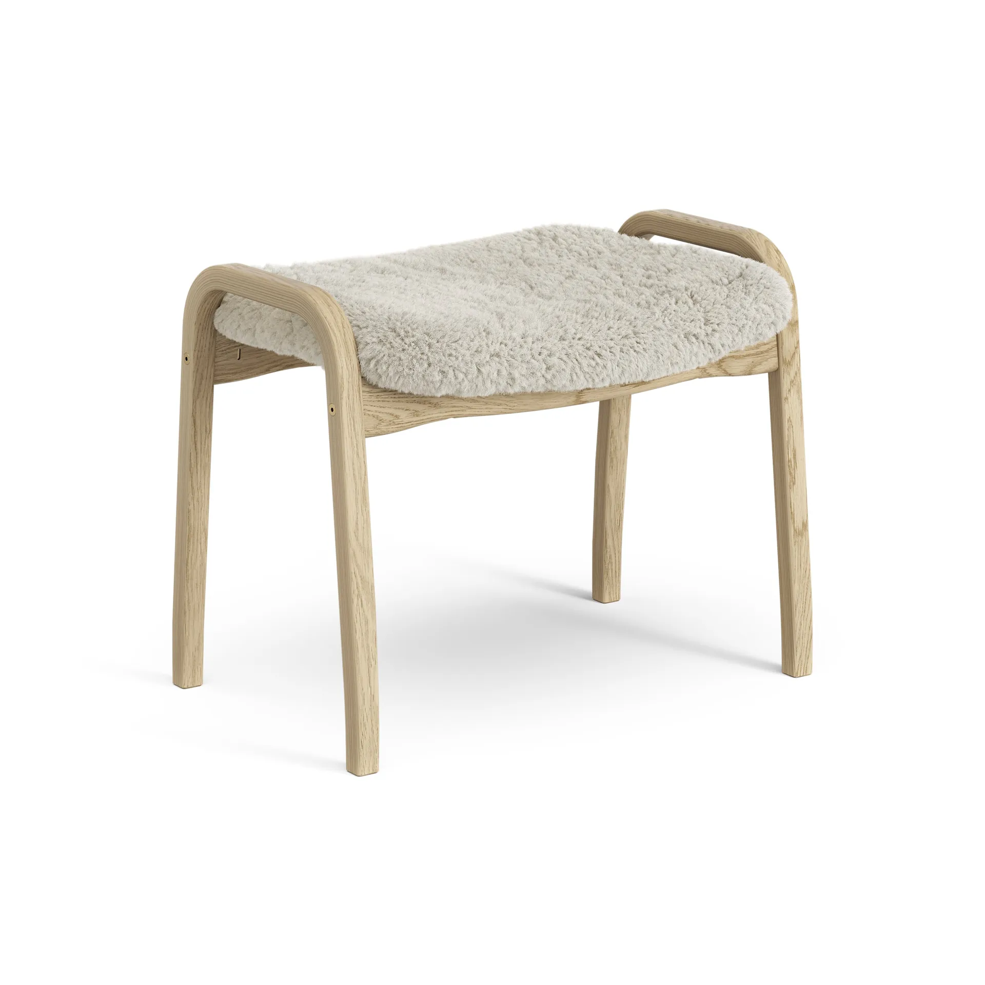 Lamini children's foot stool laquered oak/sheep skin, Moonlight (beige) Swedese