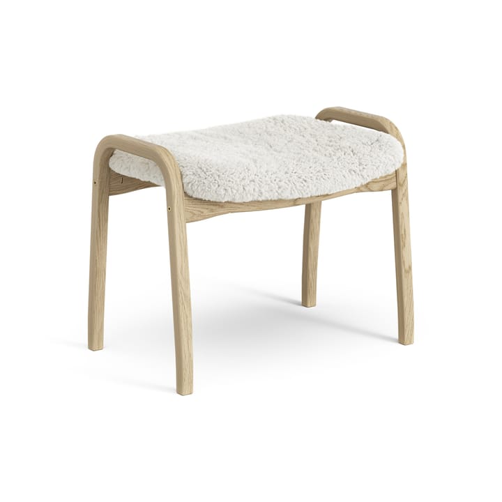 Lamini children's foot stool laquered oak/sheep skin, Off white (white) Swedese