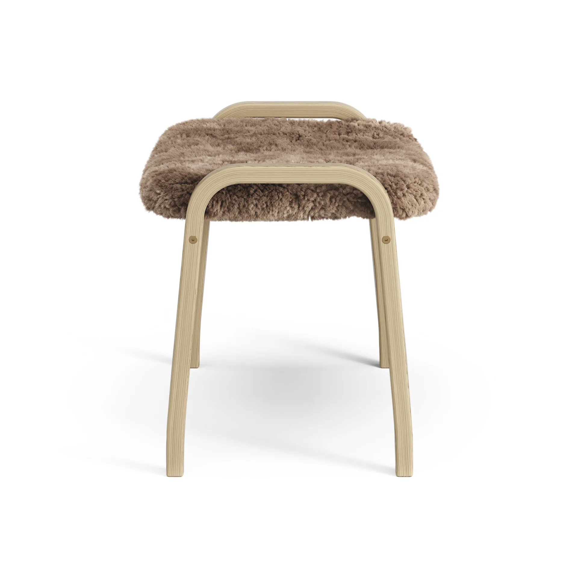 Lamini children's foot stool laquered oak/sheep skin, Sahara (nougat brown) Swedese