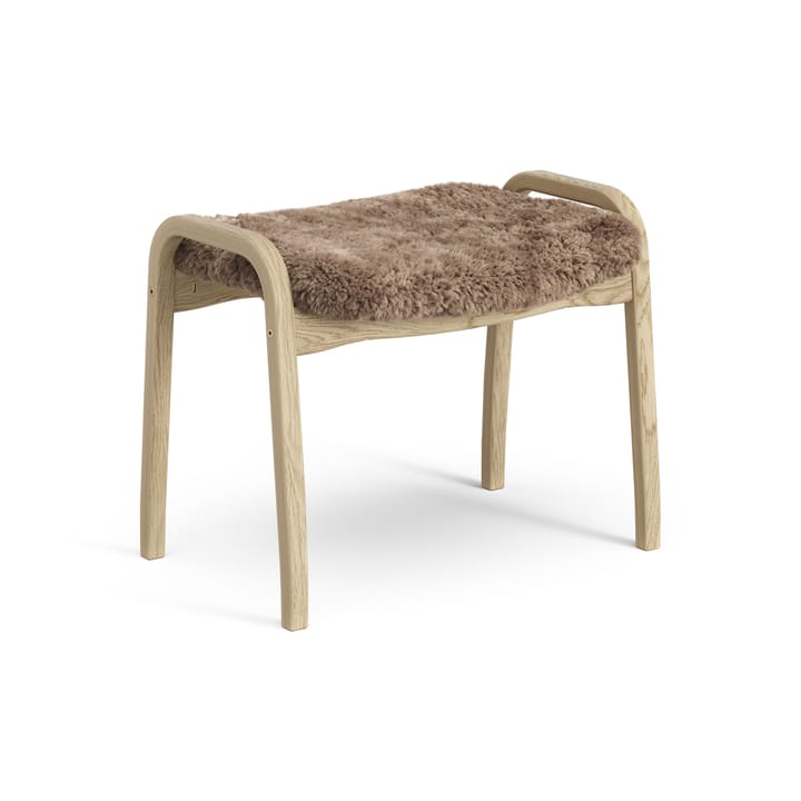 Lamini children's foot stool laquered oak/sheep skin - Sahara (nougat brown) - Swedese