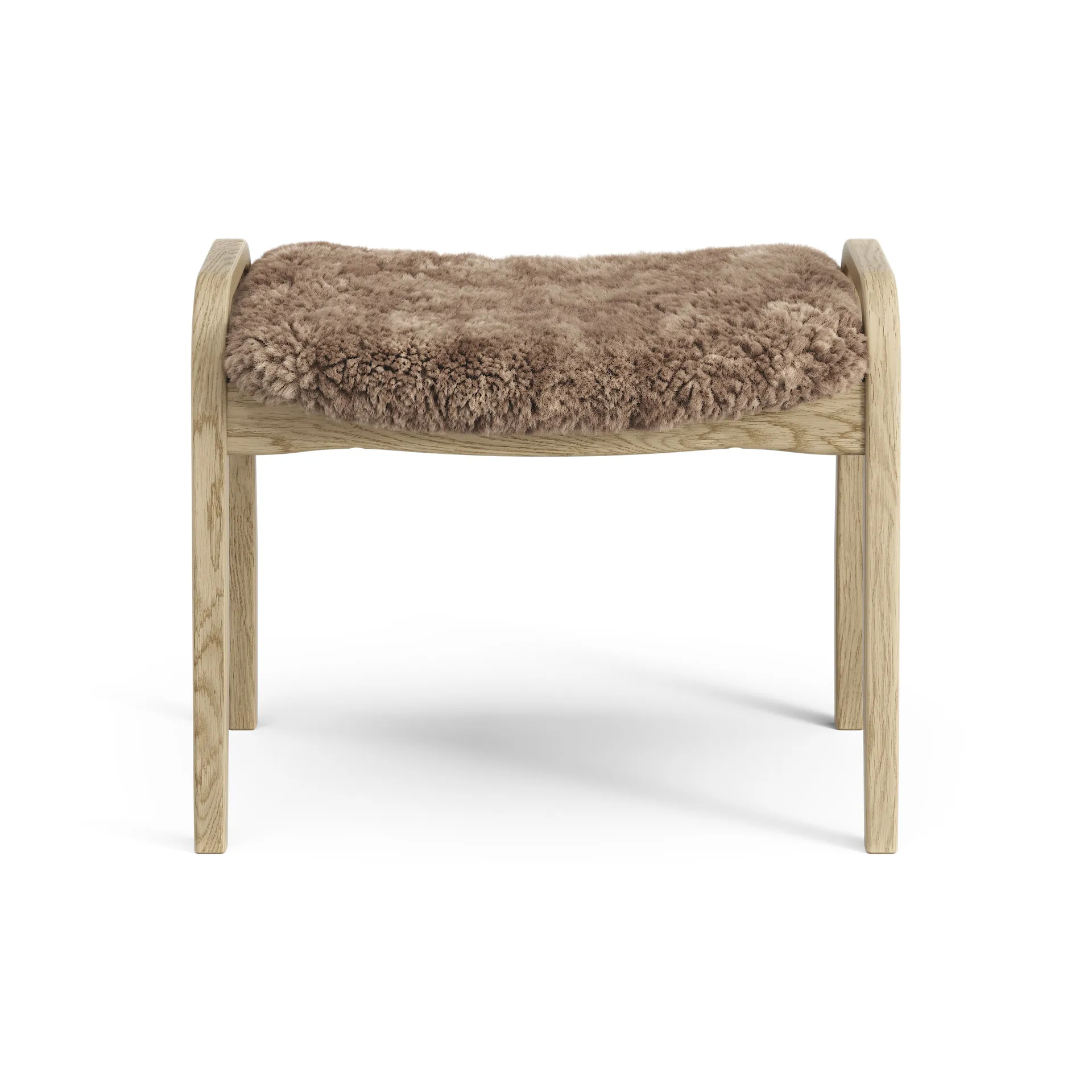 Lamini children's foot stool laquered oak/sheep skin, Sahara (nougat brown) Swedese