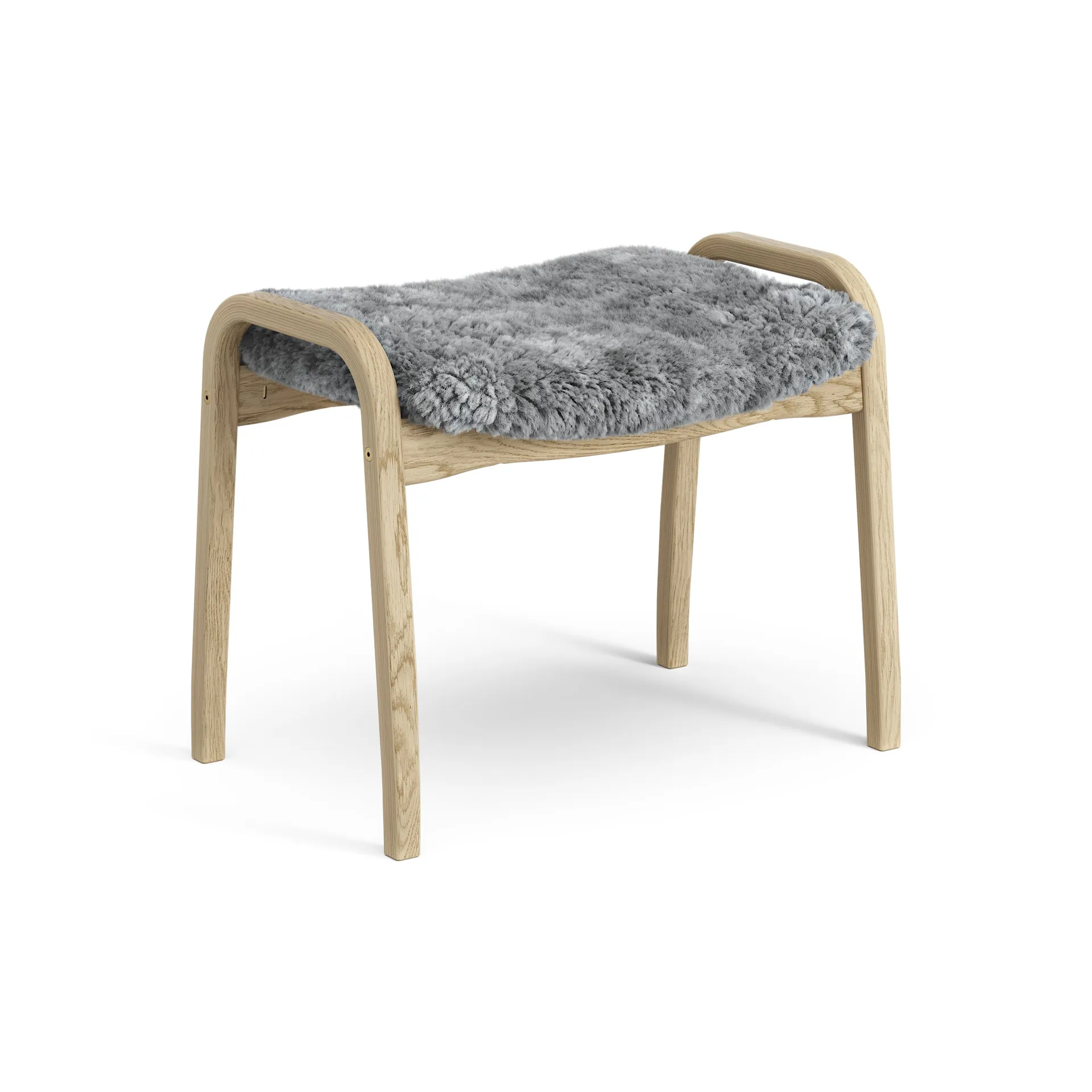 Lamini children's foot stool laquered oak/sheep skin, Scandinavian Grey (grey) Swedese
