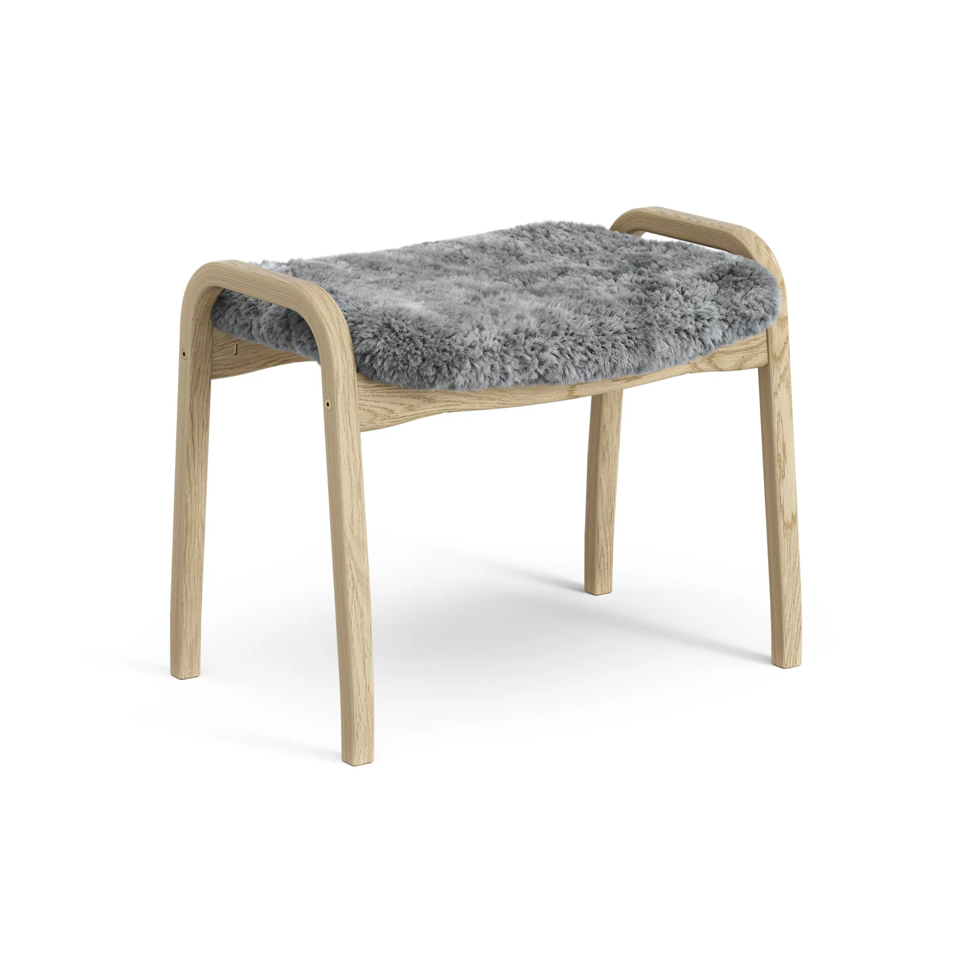 Lamini children's foot stool laquered oak/sheep skin, Scandinavian Grey (grey) Swedese
