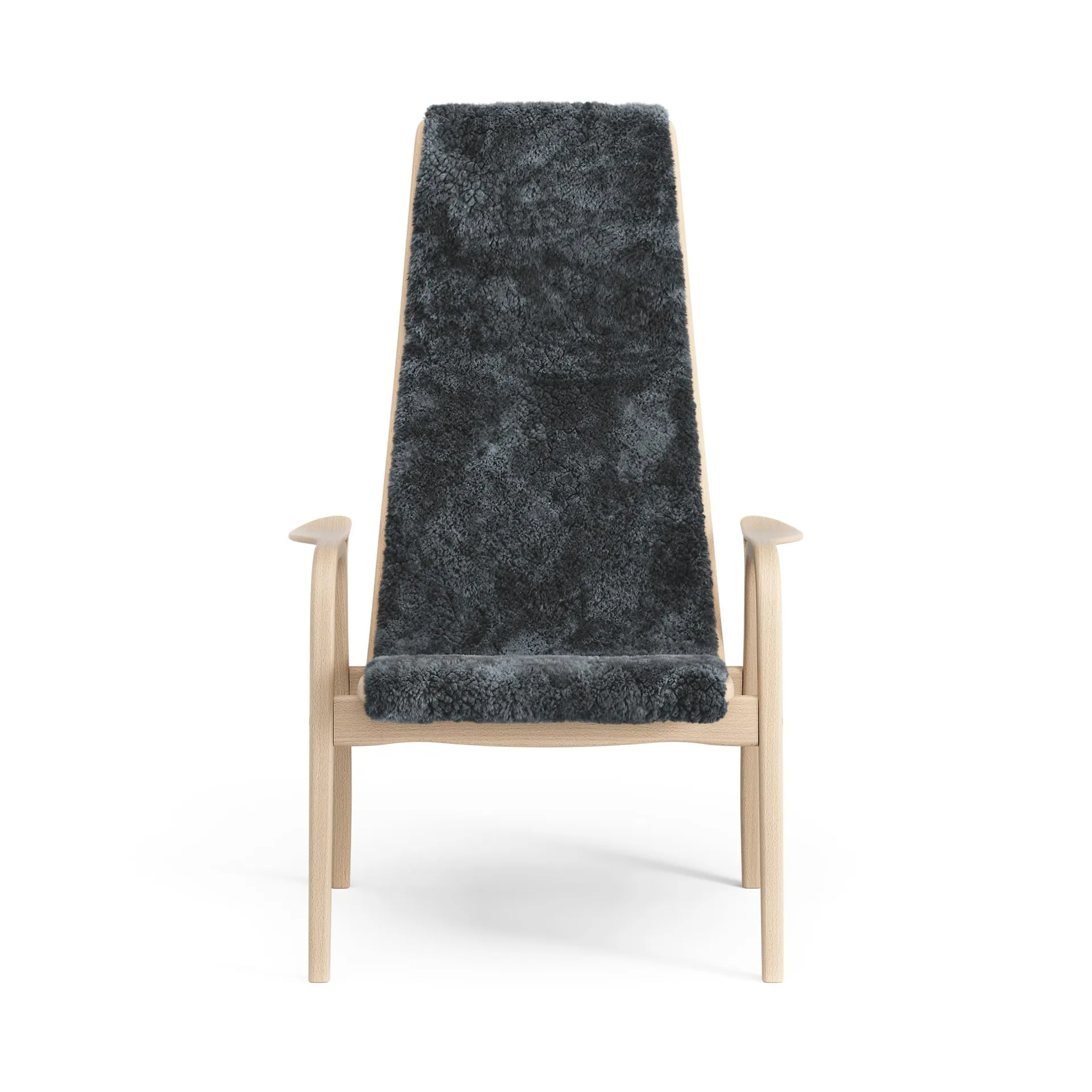 Lamino arm chair laquered beech/sheep skin, Charcoal (dark grey) Swedese