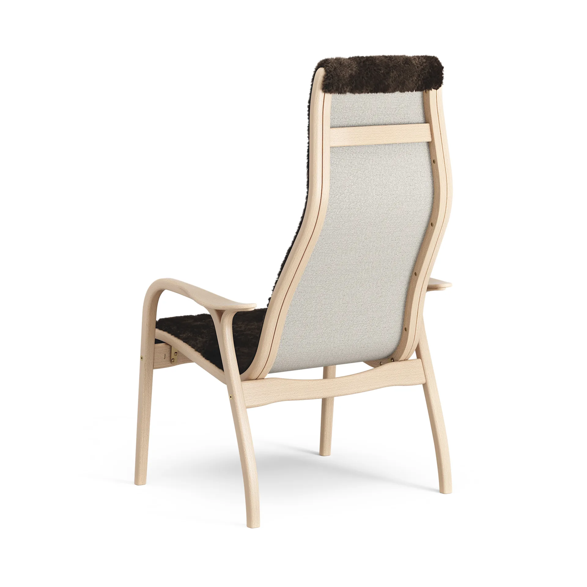 Lamino arm chair laquered beech/sheep skin, Espresso (brown) Swedese
