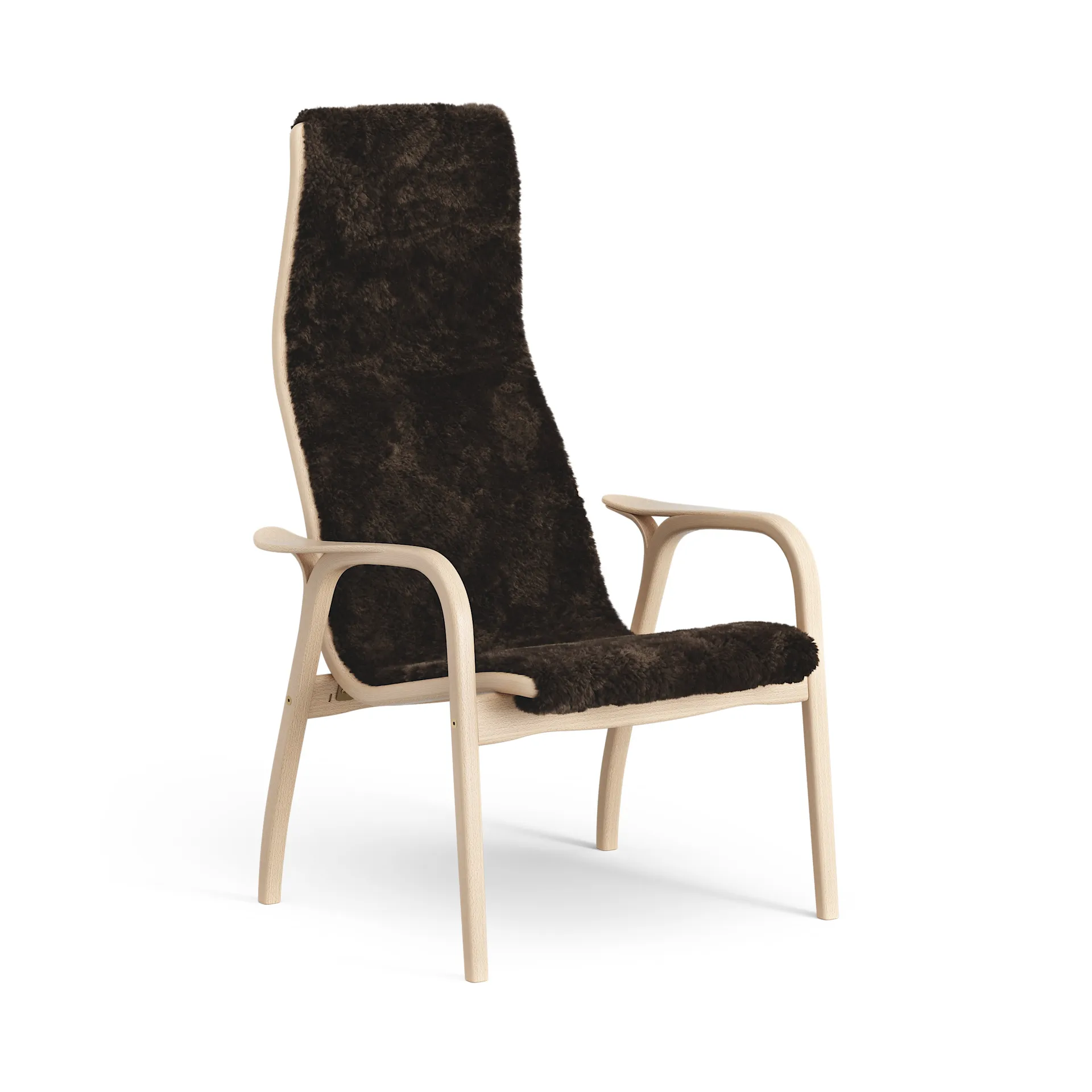 Lamino arm chair laquered beech/sheep skin, Espresso (brown) Swedese