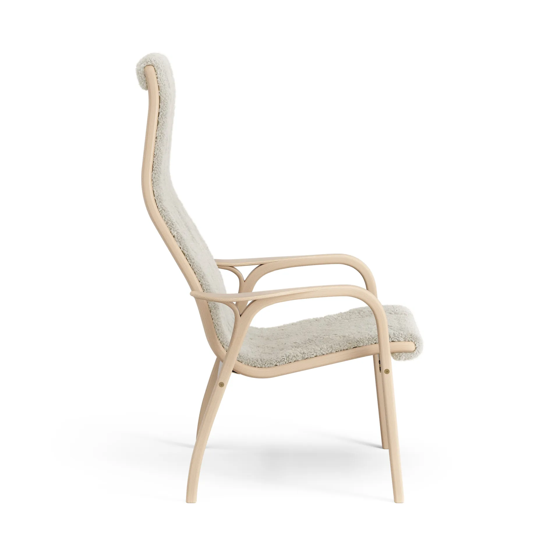 Lamino arm chair laquered beech/sheep skin, Moonlight (beige) Swedese