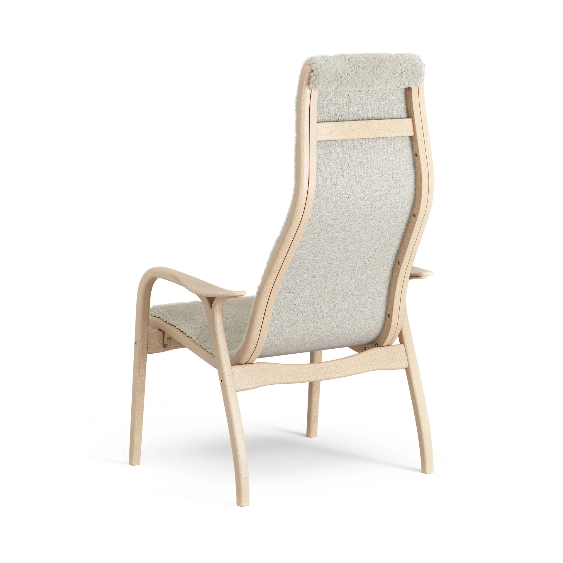 Lamino arm chair laquered beech/sheep skin, Moonlight (beige) Swedese