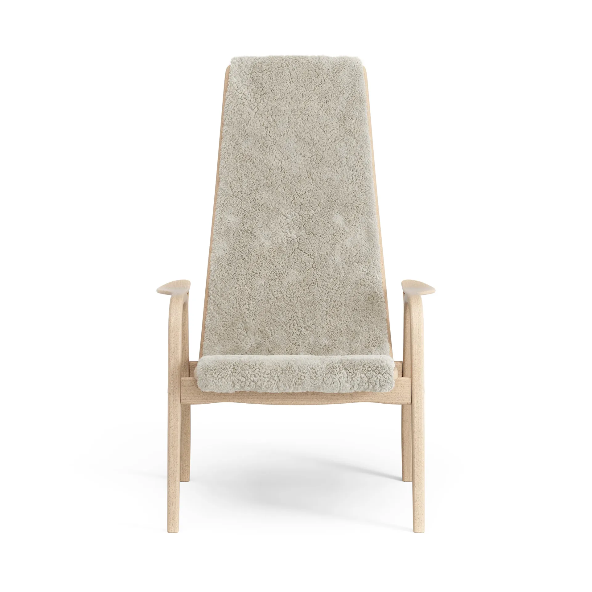 Lamino arm chair laquered beech/sheep skin, Moonlight (beige) Swedese