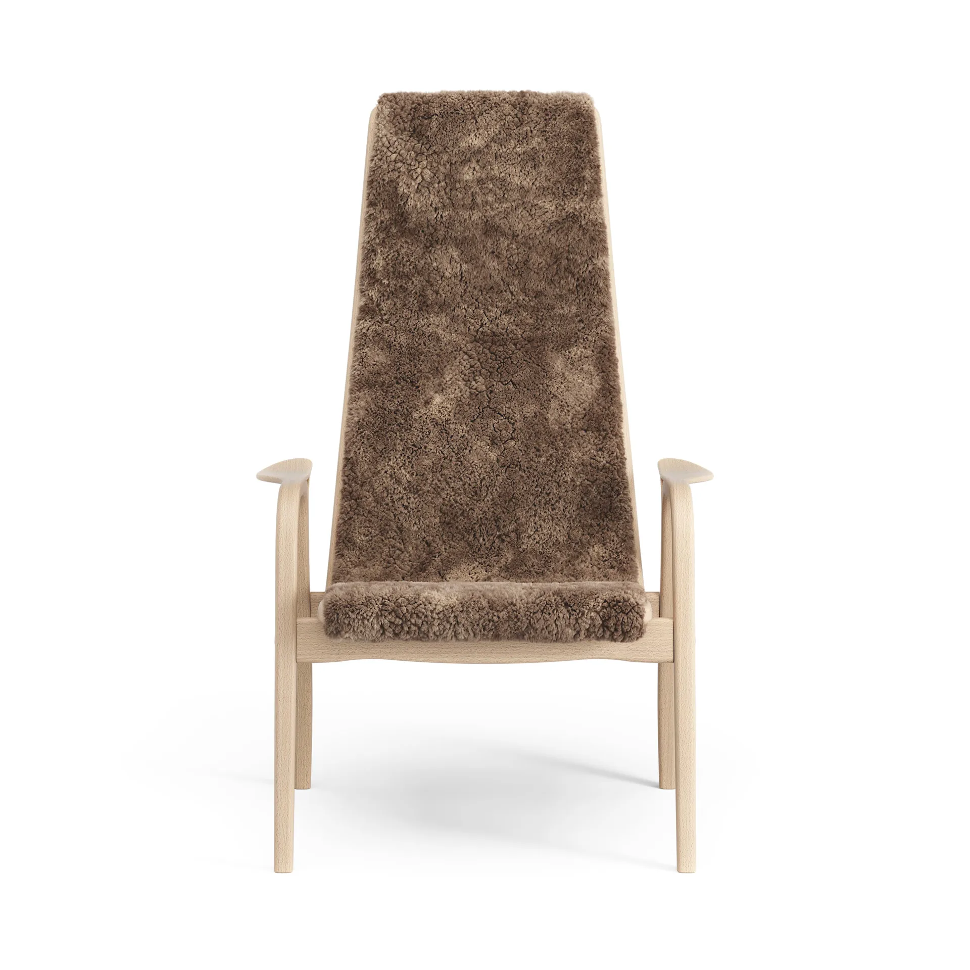 Lamino arm chair laquered beech/sheep skin, Sahara (nougat brown) Swedese