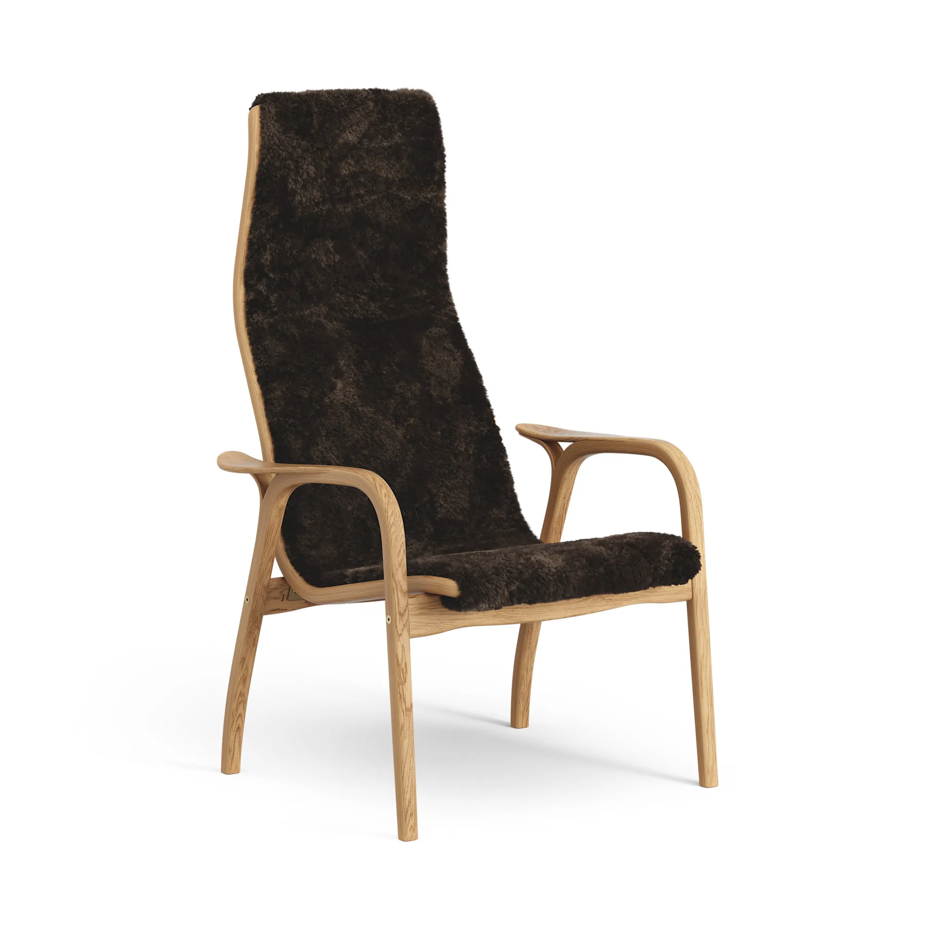 Lamino arm chair oiled oak/sheep skin, Espresso (brown) Swedese