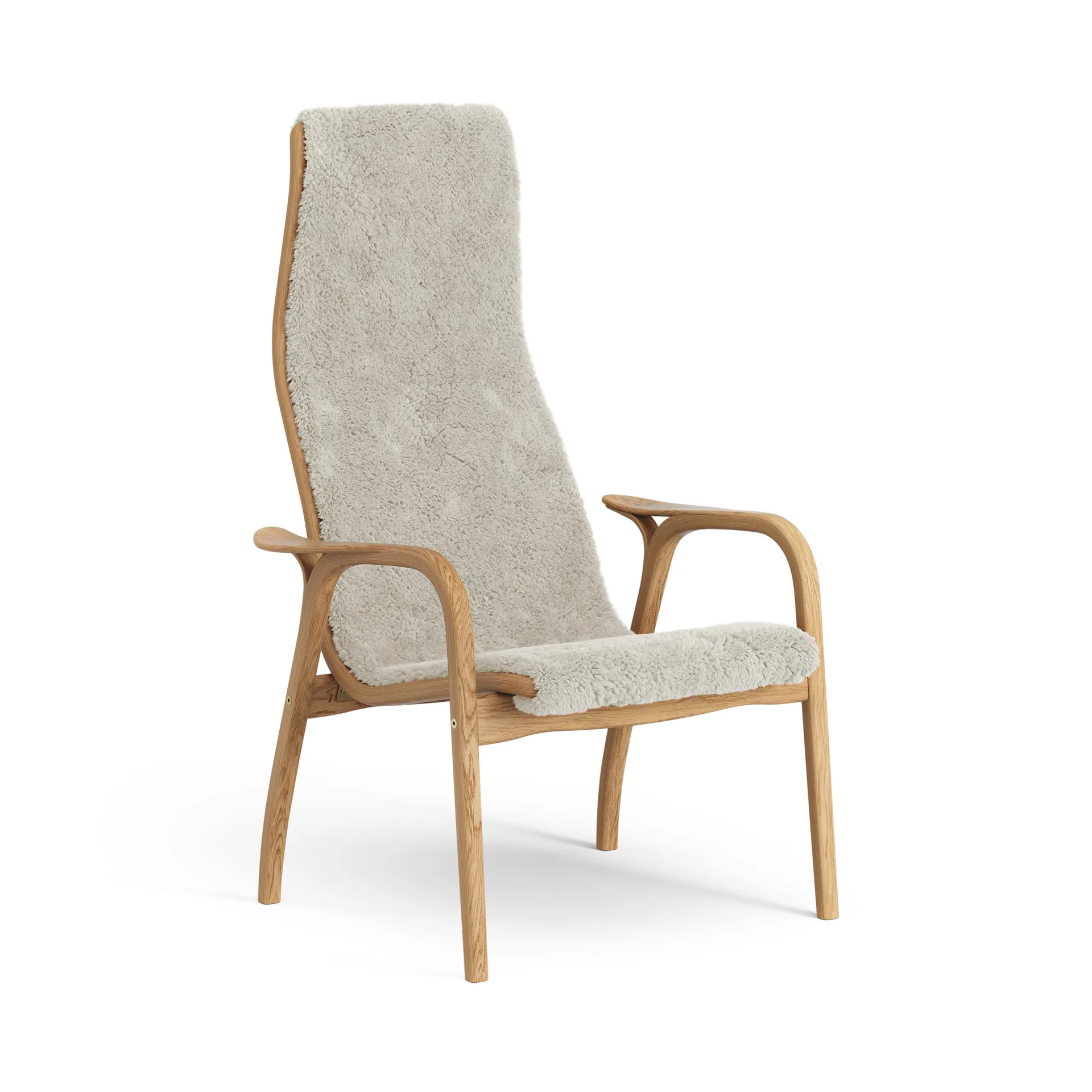 Lamino arm chair oiled oak/sheep skin, Moonlight (beige) Swedese