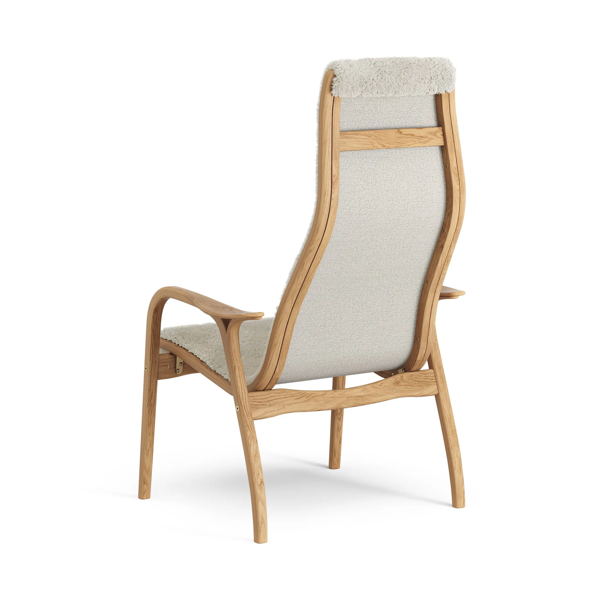 Lamino arm chair oiled oak/sheep skin, Moonlight (beige) Swedese