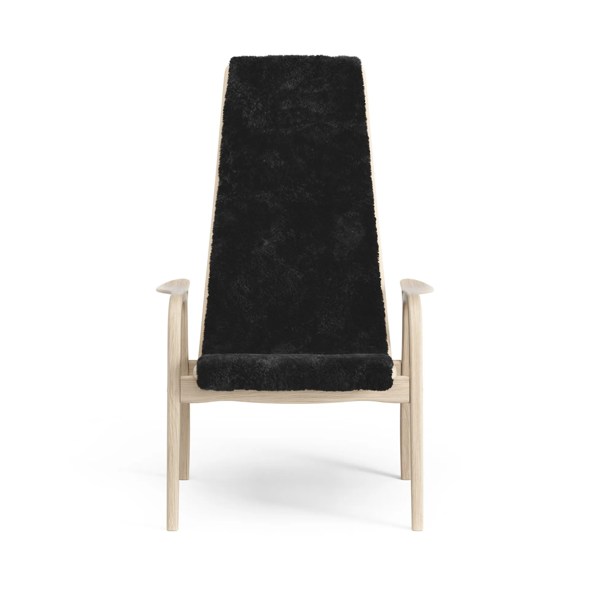 Lamino arm chair white pigmented oak/sheep skin, Black (black) Swedese