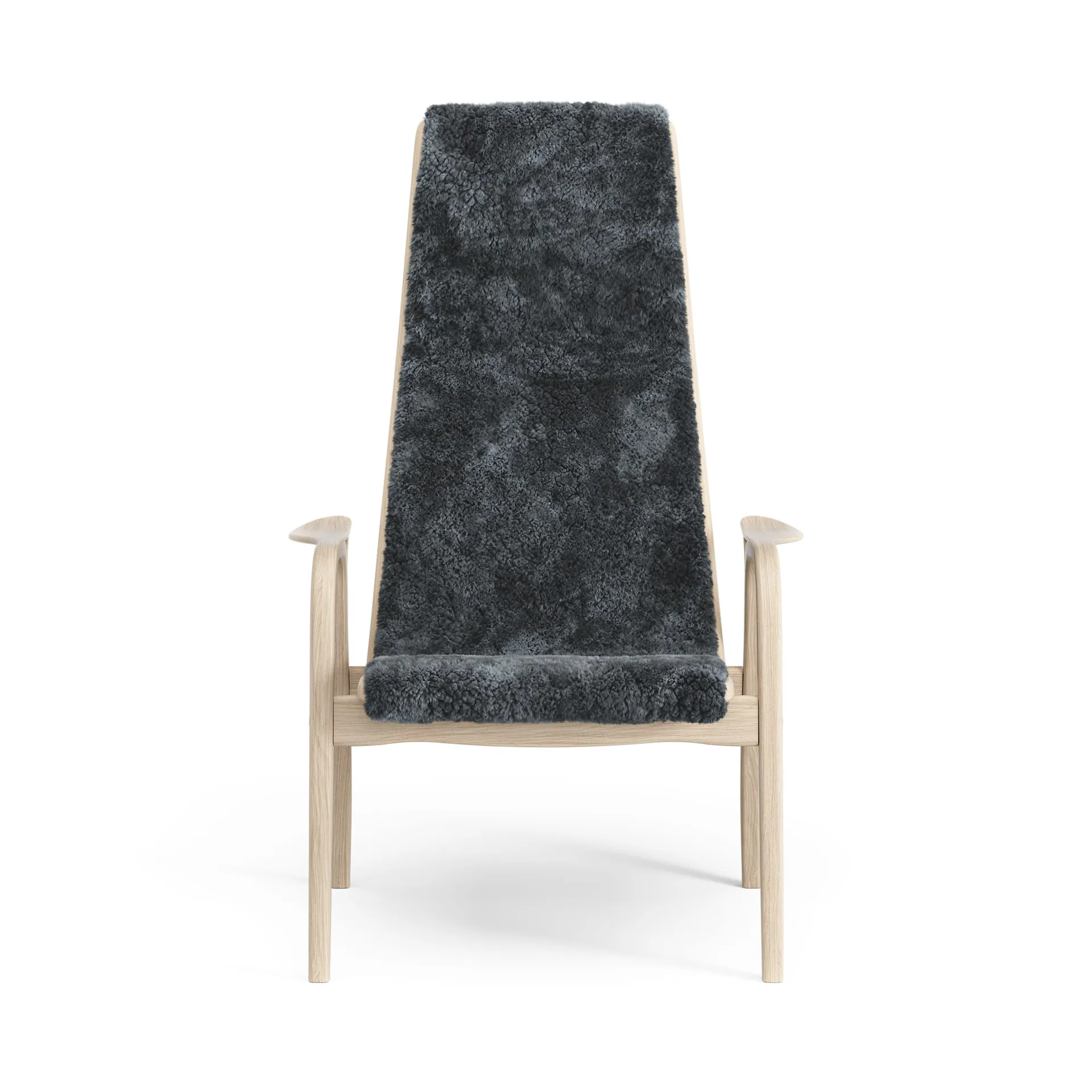 Lamino arm chair white pigmented oak/sheep skin, Charcoal (dark grey) Swedese