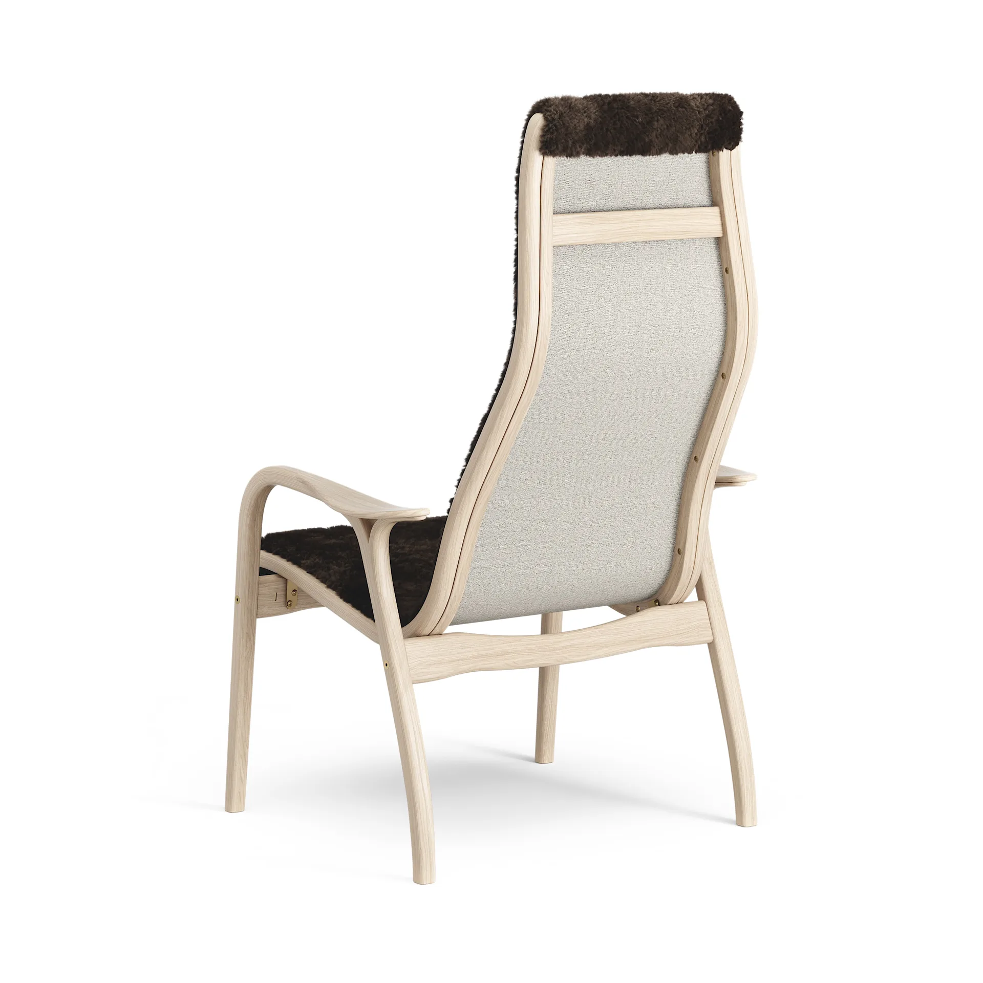 Lamino arm chair white pigmented oak/sheep skin, Espresso (brown) Swedese