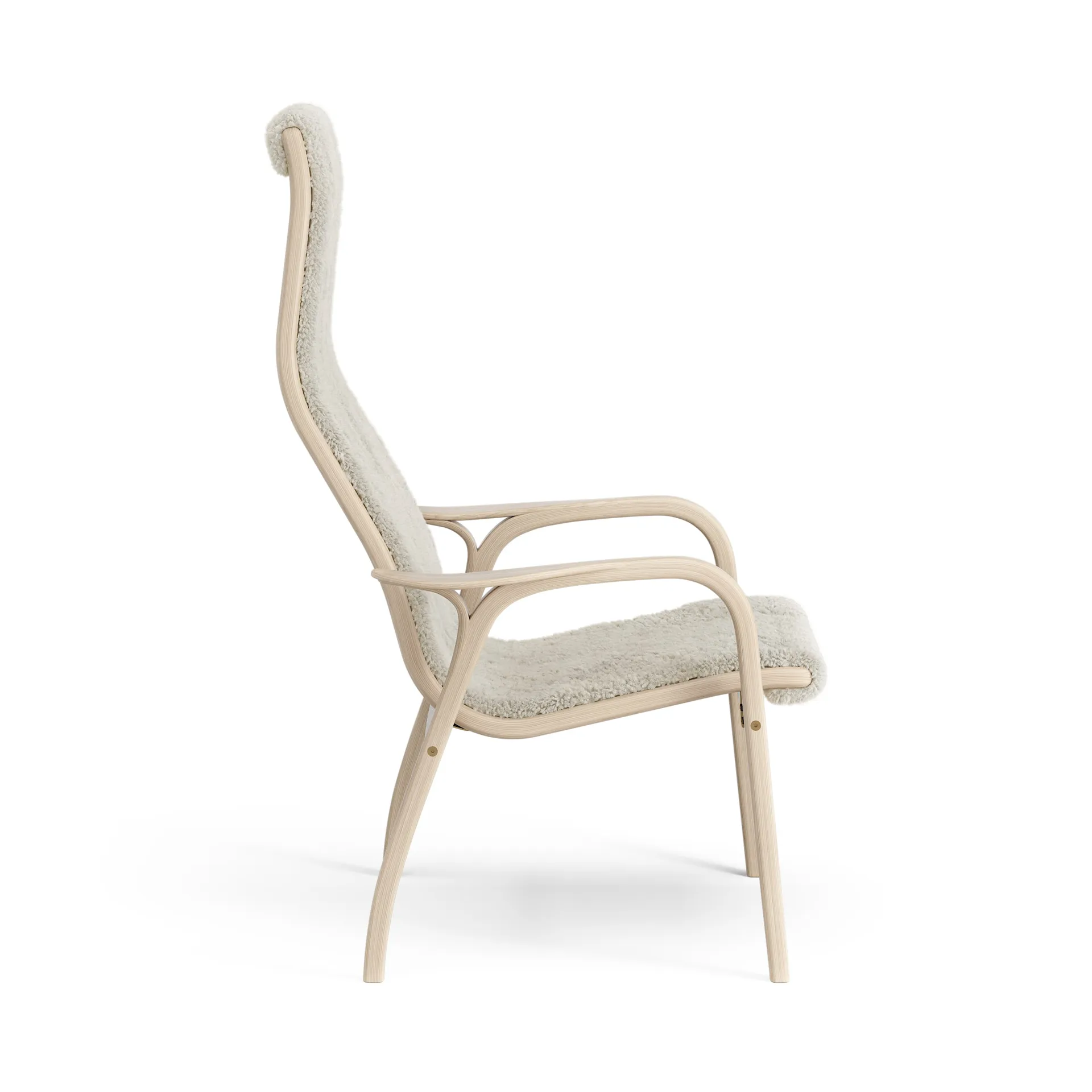 Lamino arm chair white pigmented oak/sheep skin, Moonlight (beige) Swedese