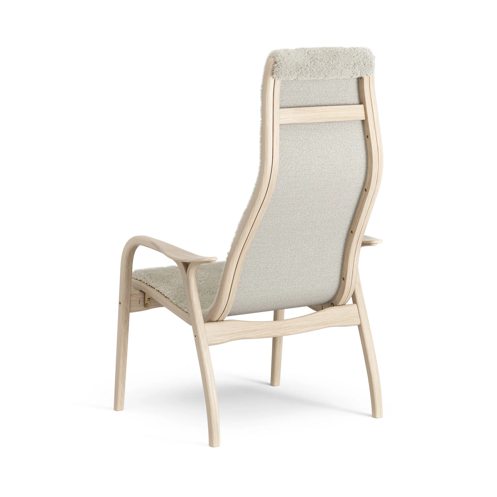 Lamino arm chair white pigmented oak/sheep skin, Moonlight (beige) Swedese