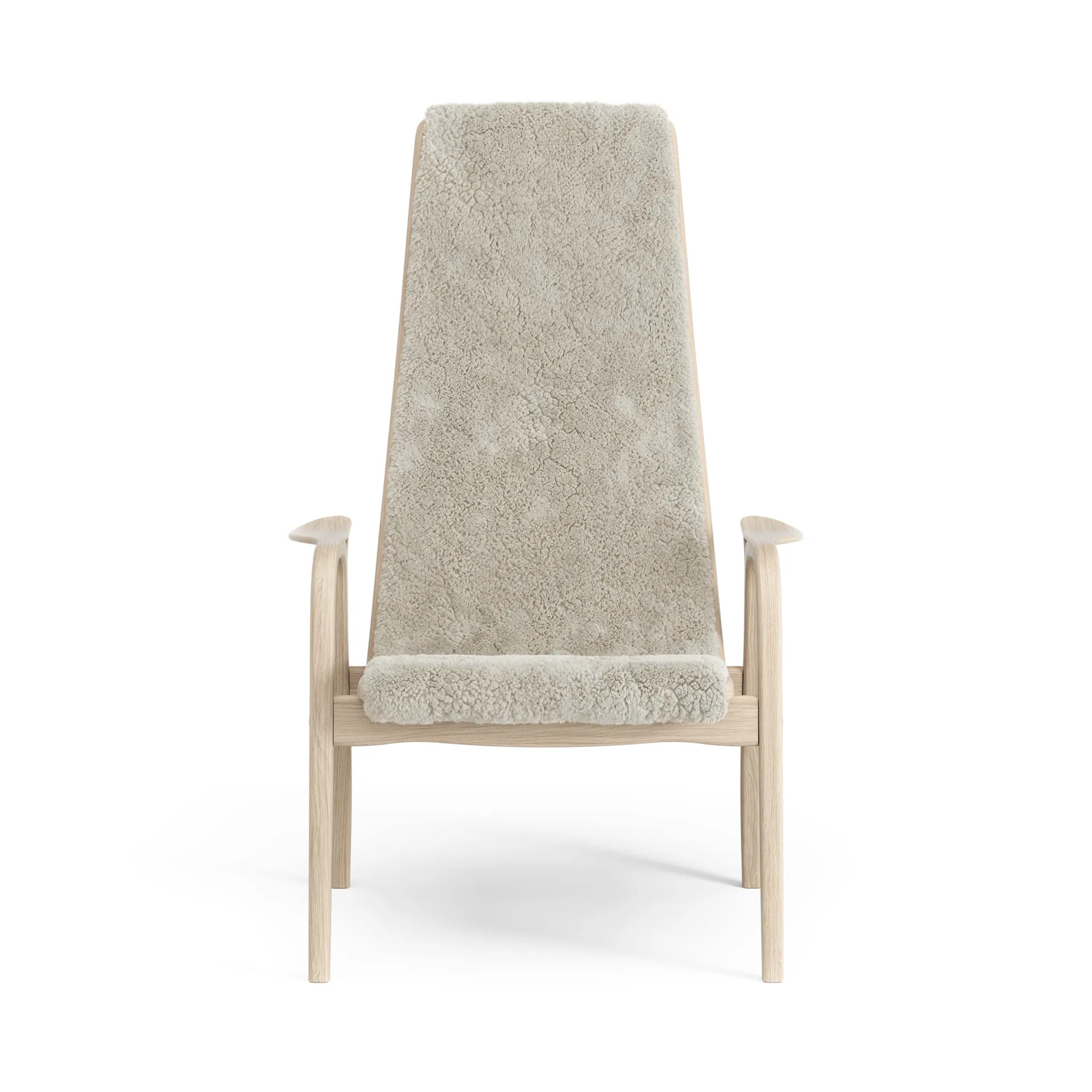 Lamino arm chair white pigmented oak/sheep skin, Moonlight (beige) Swedese